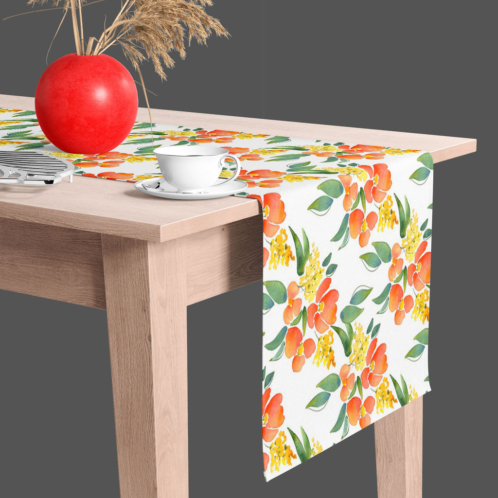 Watercolor Leaves & Flowers Table Runner-Table Runners-RUN_TB-IC 5007685 IC 5007685, Abstract Expressionism, Abstracts, Botanical, Drawing, Fashion, Floral, Flowers, Illustrations, Nature, Patterns, Scenic, Semi Abstract, Signs, Signs and Symbols, Watercolour, watercolor, leaves, table, runner, abstract, background, beautiful, blossom, branch, card, colore, composition, creative, decor, decoration, design, drawn, ecology, effect, elegant, element, grass, hand, head, illustration, image, interior, leaf, orna