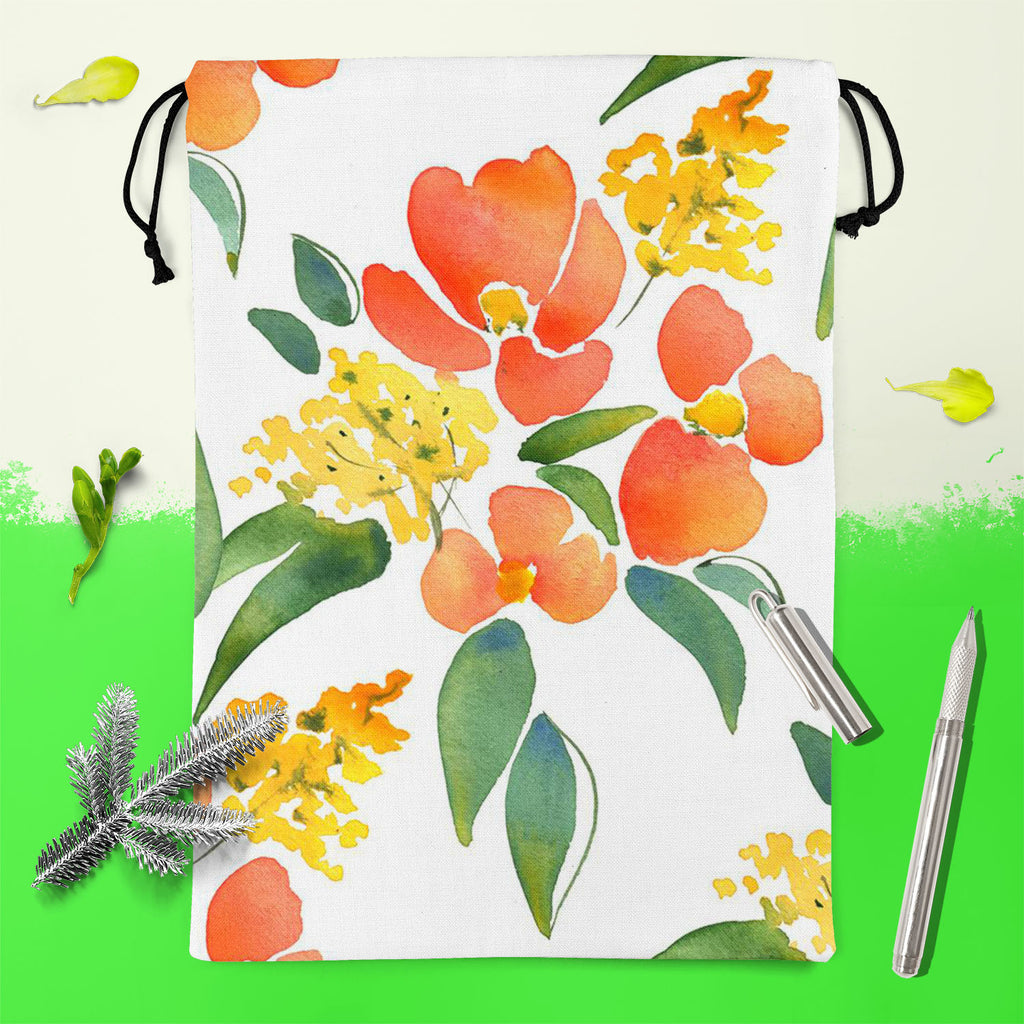 Watercolor Leaves & Flowers Reusable Sack Bag | Bag for Gym, Storage, Vegetable & Travel-Drawstring Sack Bags-SCK_FB_DS-IC 5007685 IC 5007685, Abstract Expressionism, Abstracts, Botanical, Drawing, Fashion, Floral, Flowers, Illustrations, Nature, Patterns, Scenic, Semi Abstract, Signs, Signs and Symbols, Watercolour, watercolor, leaves, reusable, sack, bag, for, gym, storage, vegetable, travel, abstract, background, beautiful, blossom, branch, card, colore, composition, creative, decor, decoration, design, 
