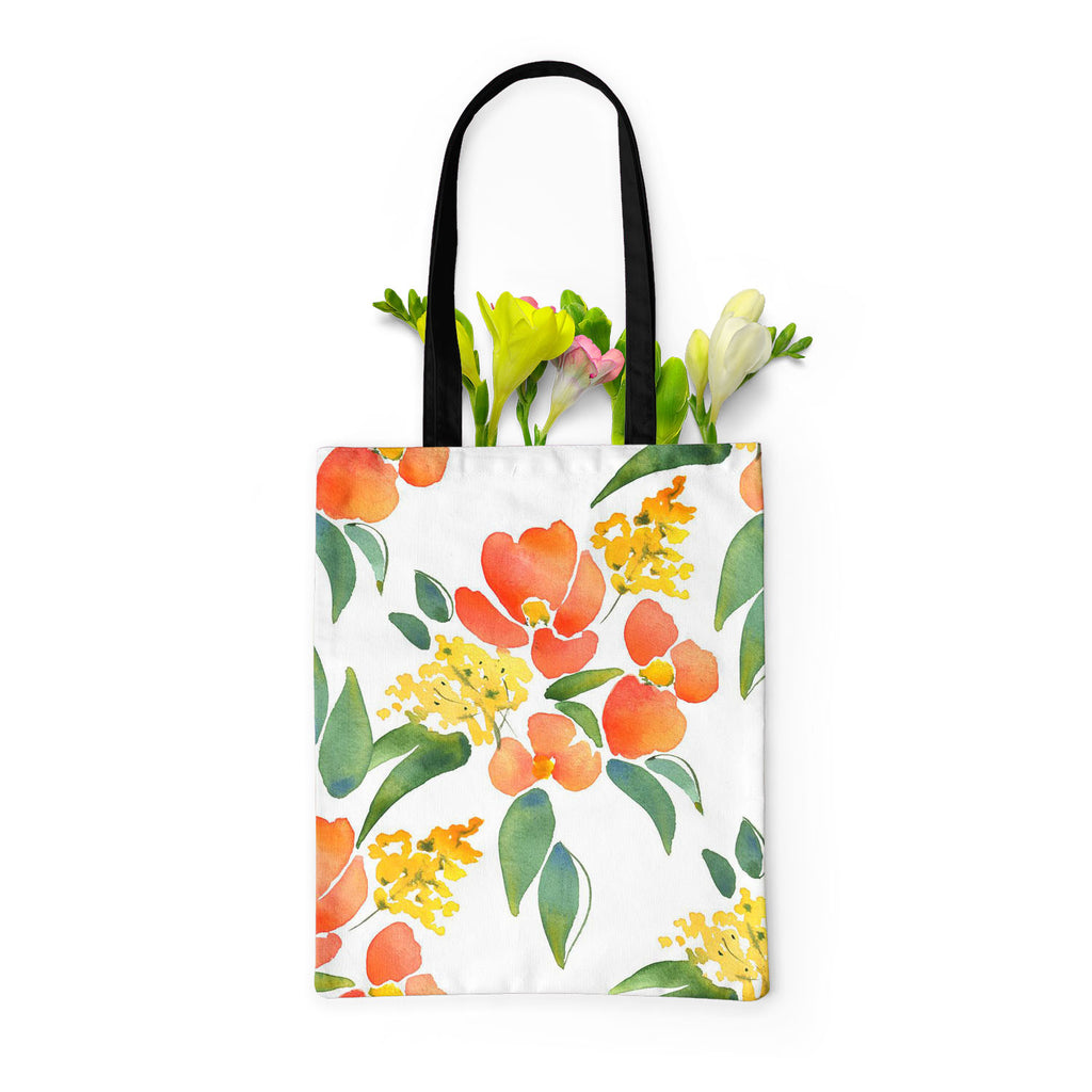 Watercolor Leaves & Flowers Tote Bag Shoulder Purse | Multipurpose-Tote Bags Basic-TOT_FB_BS-IC 5007685 IC 5007685, Abstract Expressionism, Abstracts, Botanical, Drawing, Fashion, Floral, Flowers, Illustrations, Nature, Patterns, Scenic, Semi Abstract, Signs, Signs and Symbols, Watercolour, watercolor, leaves, tote, bag, shoulder, purse, multipurpose, abstract, background, beautiful, blossom, branch, card, colore, composition, creative, decor, decoration, design, drawn, ecology, effect, elegant, element, gr