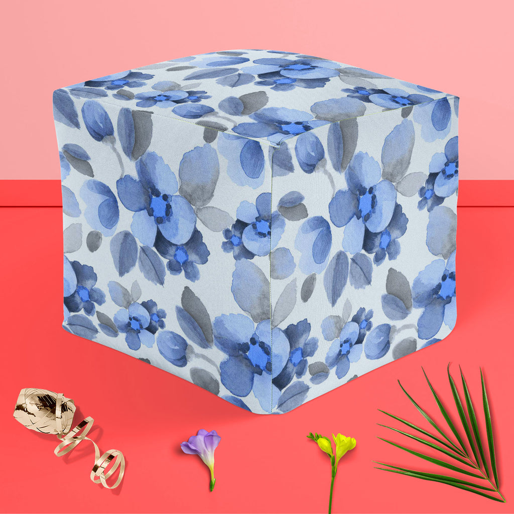 Summer Flowers D2 Footstool Footrest Puffy Pouffe Ottoman Bean Bag | Canvas Fabric-Footstools-FST_CB_BN-IC 5007689 IC 5007689, Ancient, Art and Paintings, Books, Botanical, Drawing, Fashion, Floral, Flowers, Historical, Medieval, Nature, Patterns, Retro, Signs, Signs and Symbols, Vintage, Watercolour, Wedding, summer, d2, footstool, footrest, puffy, pouffe, ottoman, bean, bag, canvas, fabric, flower, pattern, watercolor, art, artistic, background, beautiful, blue, botany, card, colore, cover, decoration, de