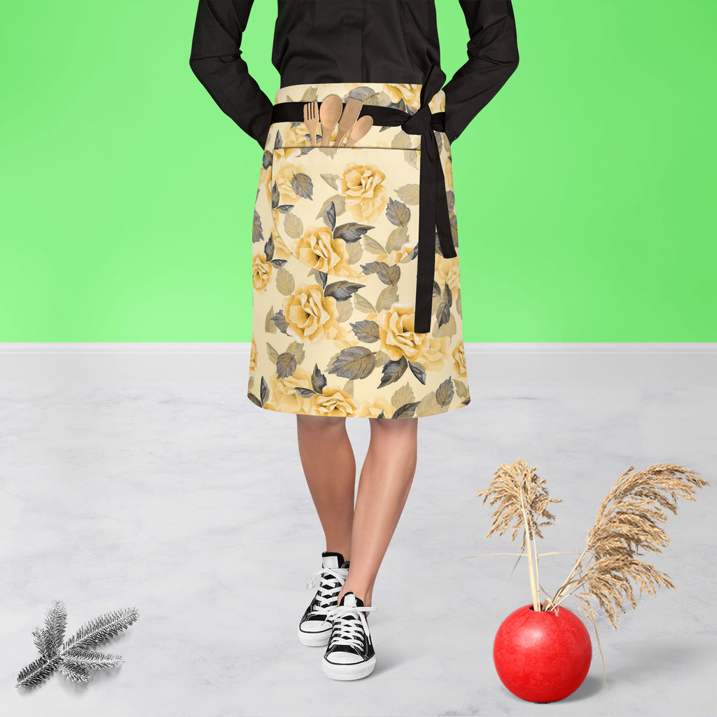 Hand-Drawn Flowers D1 Apron | Adjustable, Free Size & Waist Tiebacks-Apron Waist to Knee-APR_WS_KN-IC 5007690 IC 5007690, Ancient, Art and Paintings, Books, Botanical, Drawing, Fashion, Floral, Flowers, Historical, Medieval, Nature, Patterns, Retro, Seasons, Signs, Signs and Symbols, Vintage, Watercolour, Wedding, hand-drawn, d1, apron, adjustable, free, size, waist, tiebacks, art, artistic, background, beautiful, botany, card, cover, decoration, design, drawn, elegance, elegant, element, feminine, florist,