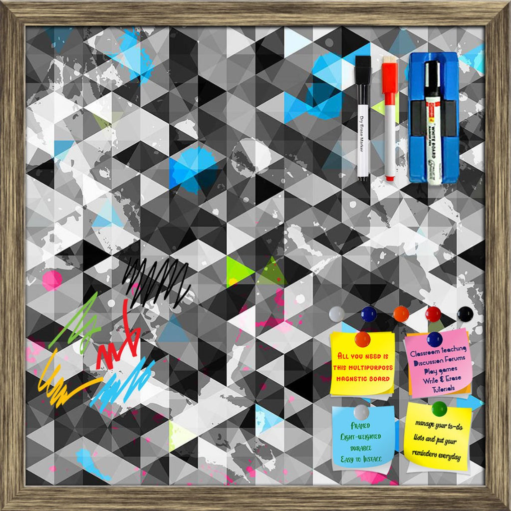 Abstract Grunge Triangle Framed Magnetic Dry Erase Board | Combo with Magnet Buttons & Markers - Magnetic Boards Framed - ArtzFolio.com