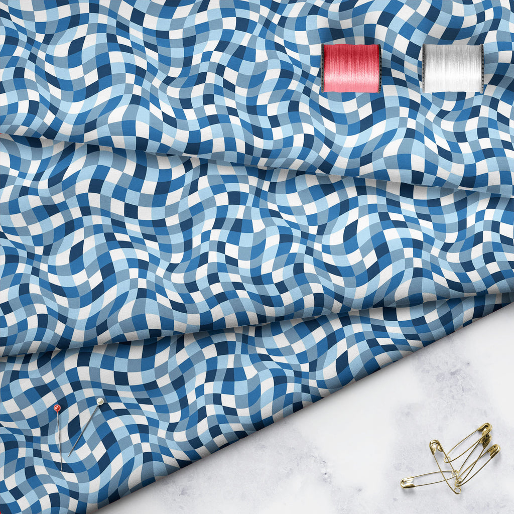 Abstract Blue Plaid Texture Sofa Fabric by Metre | Upholstery For Sofa, Curtains & Cushions - Sofa Fabrics - ArtzFolio.com