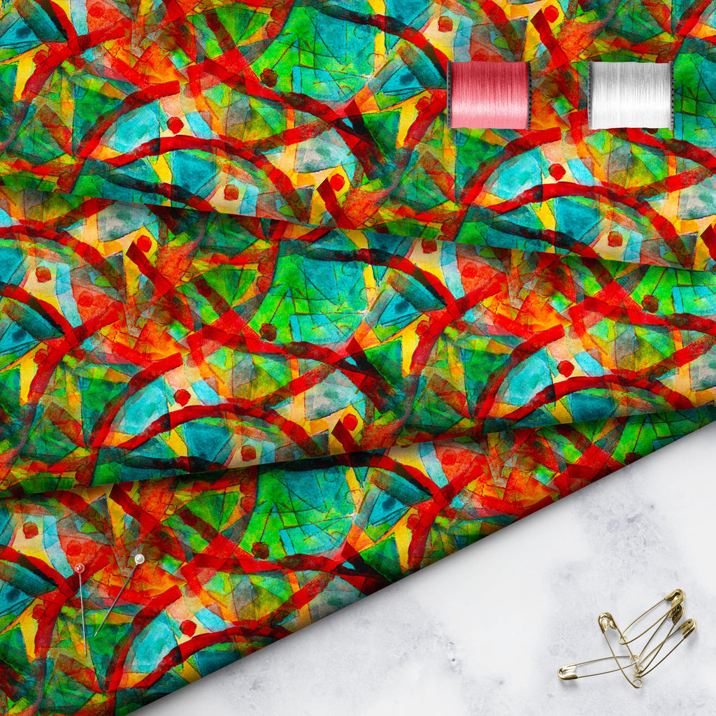 Green Red Cubism Abstract Sofa Fabric by Metre | Upholstery For Sofa, Curtains & Cushions-Sofa Fabrics-SOF_FB-IC 5007840 IC 5007840, Abstract Expressionism, Abstracts, Ancient, Art and Paintings, Cubism, Decorative, Digital, Digital Art, Graphic, Historical, Illustrations, Medieval, Old Masters, Patterns, Semi Abstract, Signs, Signs and Symbols, Vintage, Watercolour, green, red, abstract, sofa, fabric, by, metre, upholstery, for, curtains, cushions, art, artistic, backdrop, background, border, brush, color,