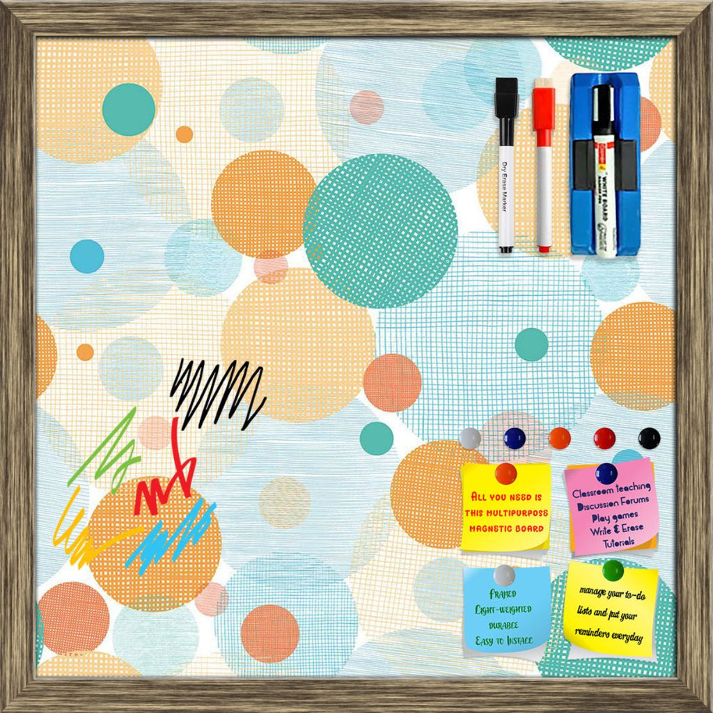 Abstract Circles Framed Magnetic Dry Erase Board | Combo with Magnet Buttons & Markers - Magnetic Boards Framed - ArtzFolio.com
