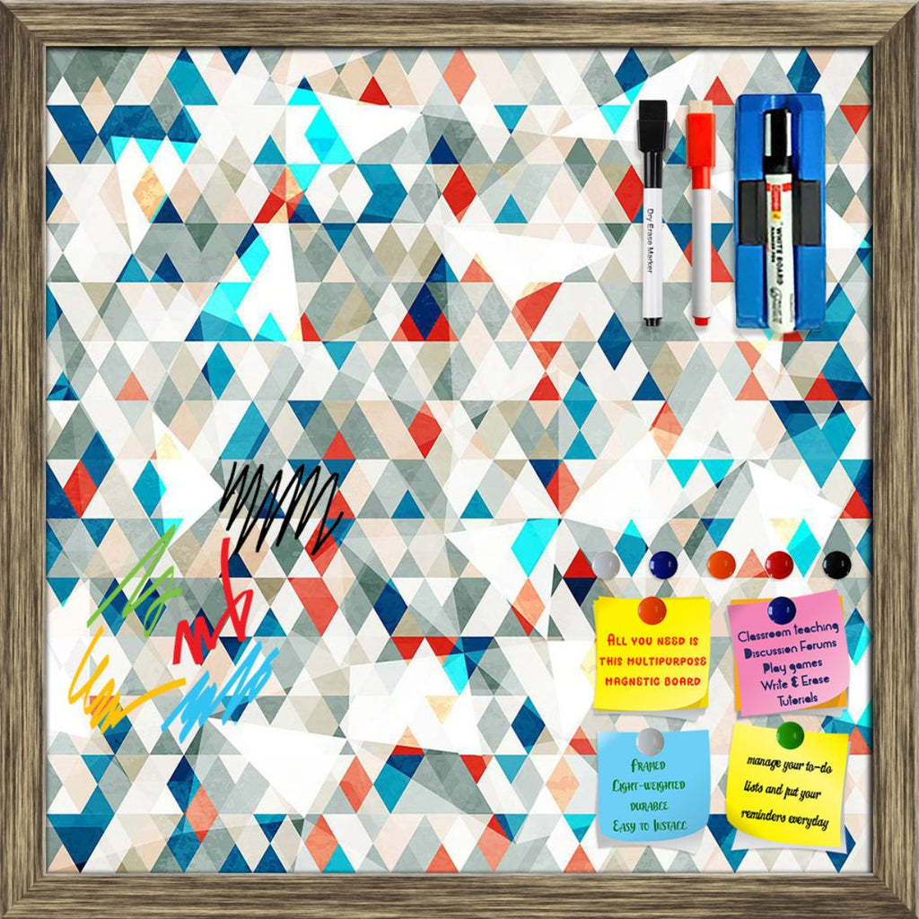 Abstract Blue Glass Triangles Framed Magnetic Dry Erase Board | Combo with Magnet Buttons & Markers-Magnetic Boards Framed-MGB_FR-IC 5007848 IC 5007848, Abstract Expressionism, Abstracts, Art and Paintings, Circle, Diamond, Digital, Digital Art, Entertainment, Fashion, Geometric, Geometric Abstraction, Graphic, Illustrations, Paintings, Patterns, Plaid, Retro, Semi Abstract, Signs, Signs and Symbols, Triangles, abstract, blue, glass, framed, magnetic, dry, erase, board, printed, whiteboard, with, 4, magnets