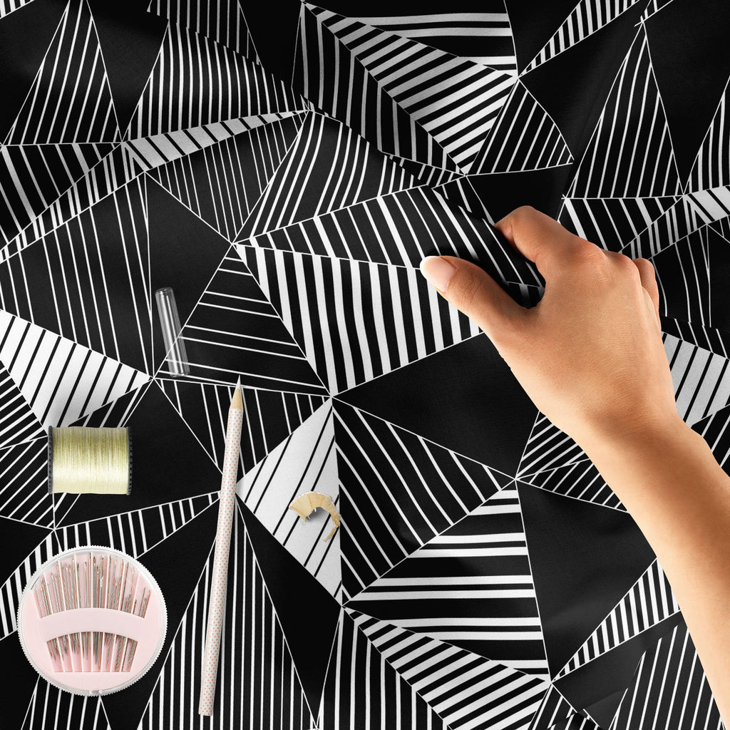 Black And White Triangles Sofa Fabric by Metre | Upholstery For Sofa, Curtains & Cushions-Sofa Fabrics-SOF_FB-IC 5007867 IC 5007867, Abstract Expressionism, Abstracts, Art and Paintings, Black, Black and White, Decorative, Diamond, Digital, Digital Art, Geometric, Geometric Abstraction, Graphic, Illustrations, Modern Art, Patterns, Semi Abstract, Signs, Signs and Symbols, Stripes, Triangles, White, and, sofa, fabric, by, metre, upholstery, for, curtains, cushions, pattern, geometry, abstract, art, artistic,