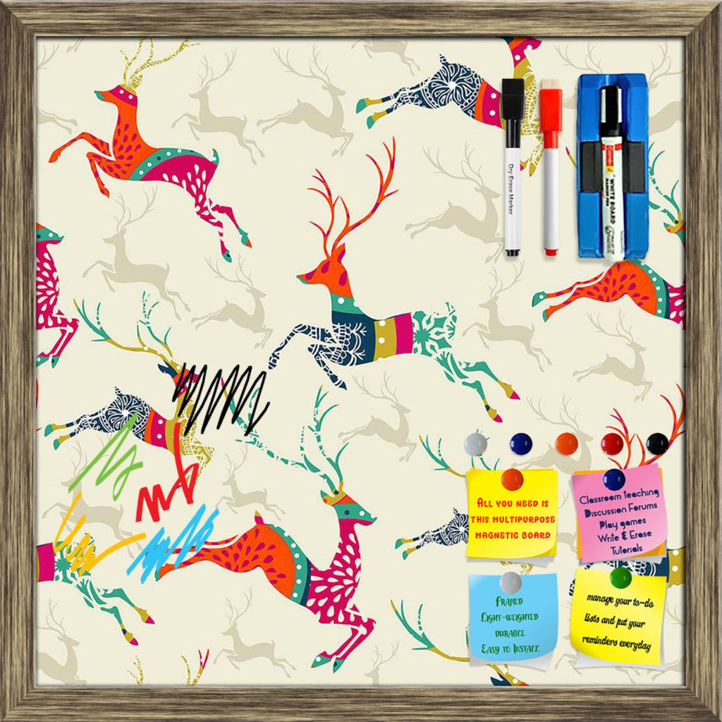 Christmas Reindeer Framed Magnetic Dry Erase Board | Combo with Magnet Buttons & Markers-Magnetic Boards Framed-MGB_FR-IC 5007868 IC 5007868, Ancient, Animals, Art and Paintings, Christianity, Drawing, Hipster, Historical, Holidays, Illustrations, Medieval, Music, Music and Dance, Music and Musical Instruments, Patterns, Retro, Seasons, Signs, Signs and Symbols, Sketches, Symbols, Vintage, christmas, reindeer, framed, magnetic, dry, erase, board, printed, whiteboard, with, 4, magnets, 2, markers, 1, duster,