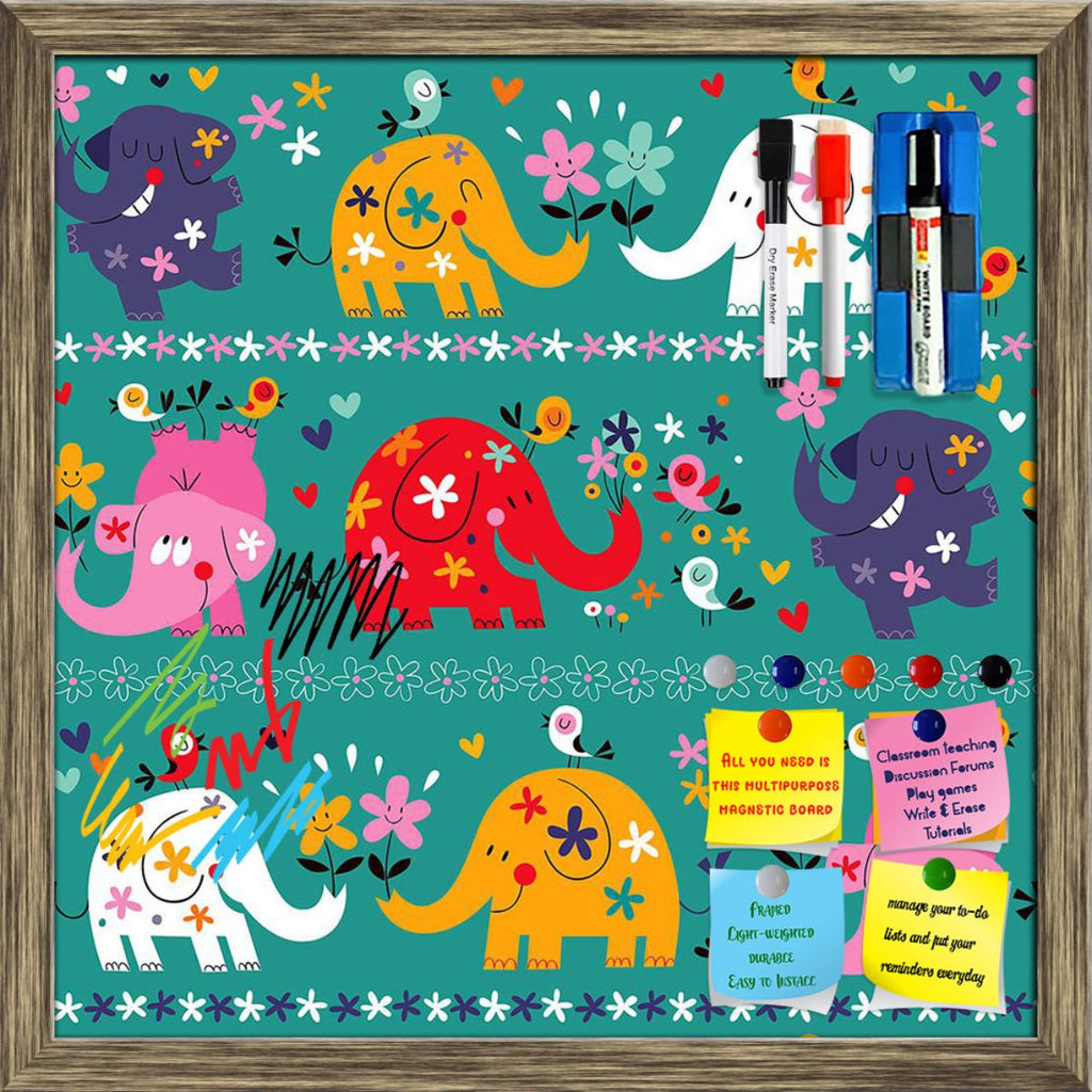 Cute Elephants Framed Magnetic Dry Erase Board | Combo with Magnet Buttons & Markers-Magnetic Boards Framed-MGB_FR-IC 5007879 IC 5007879, African, Animals, Animated Cartoons, Art and Paintings, Baby, Birds, Botanical, Caricature, Cartoons, Children, Digital, Digital Art, Festivals, Festivals and Occasions, Festive, Floral, Flowers, Graphic, Hearts, Illustrations, Indian, Kids, Love, Nature, Patterns, Pets, Retro, Romance, Signs, Signs and Symbols, cute, elephants, framed, magnetic, dry, erase, board, printe