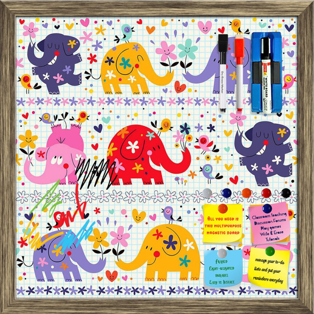 Baby Elephants in Joy Framed Magnetic Dry Erase Board | Combo with Magnet Buttons & Markers-Magnetic Boards Framed-MGB_FR-IC 5007880 IC 5007880, African, Animals, Animated Cartoons, Art and Paintings, Baby, Birds, Botanical, Caricature, Cartoons, Children, Digital, Digital Art, Festivals, Festivals and Occasions, Festive, Floral, Flowers, Graphic, Hearts, Illustrations, Indian, Kids, Love, Nature, Patterns, Pets, Retro, Romance, Signs, Signs and Symbols, elephants, in, joy, framed, magnetic, dry, erase, boa