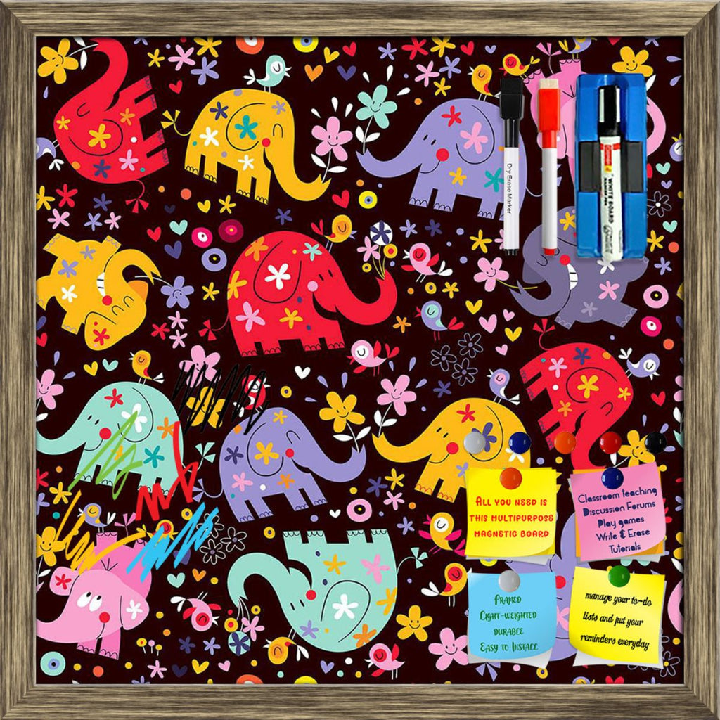 Elephants Birds & Flowers Framed Magnetic Dry Erase Board | Combo with Magnet Buttons & Markers-Magnetic Boards Framed-MGB_FR-IC 5007881 IC 5007881, African, Animals, Animated Cartoons, Art and Paintings, Baby, Birds, Botanical, Caricature, Cartoons, Children, Digital, Digital Art, Festivals, Festivals and Occasions, Festive, Floral, Flowers, Graphic, Hearts, Illustrations, Indian, Kids, Love, Nature, Patterns, Pets, Retro, Romance, Signs, Signs and Symbols, elephants, framed, magnetic, dry, erase, board, p