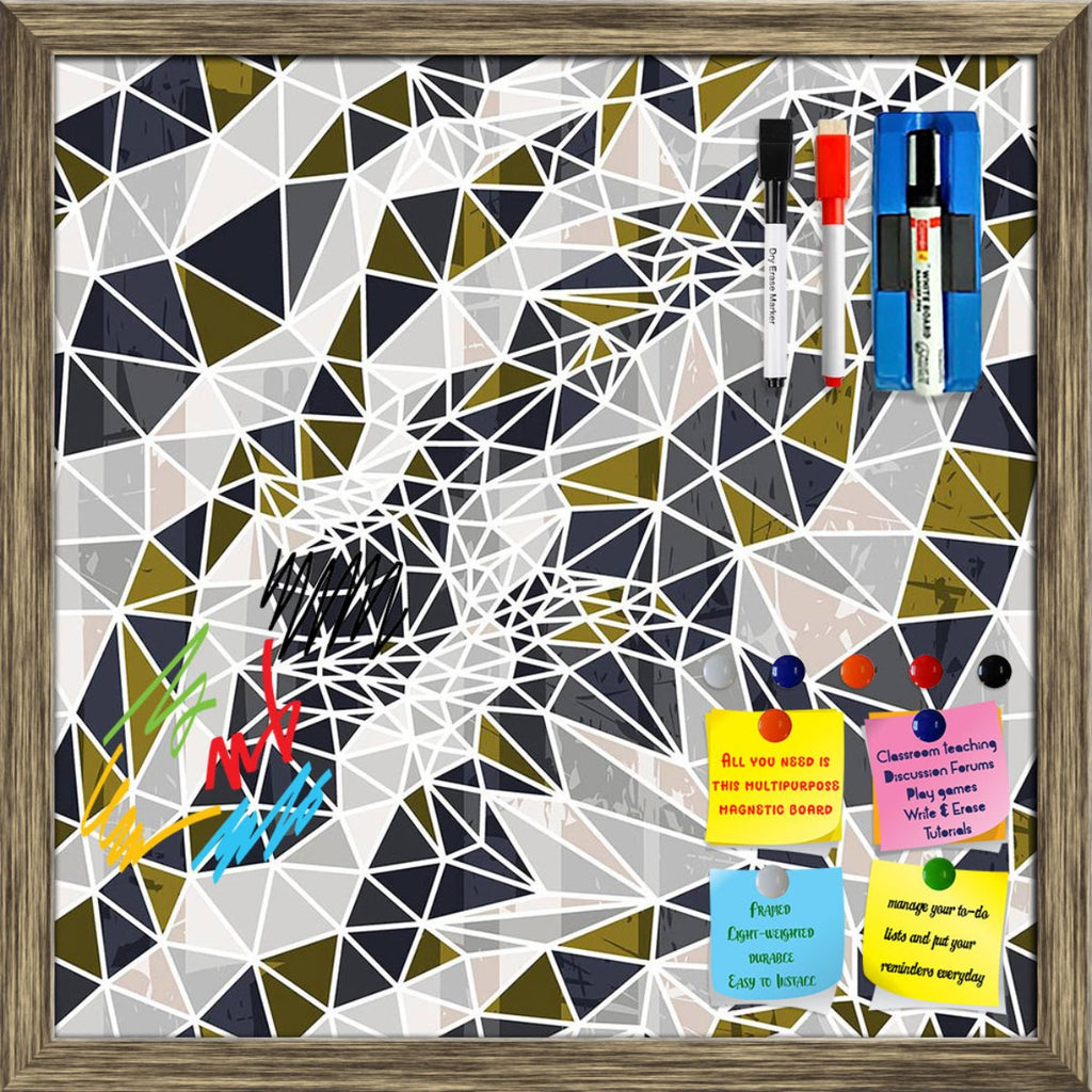 Abstract Triangles D2 Framed Magnetic Dry Erase Board | Combo with Magnet Buttons & Markers - Magnetic Boards Framed - ArtzFolio.com