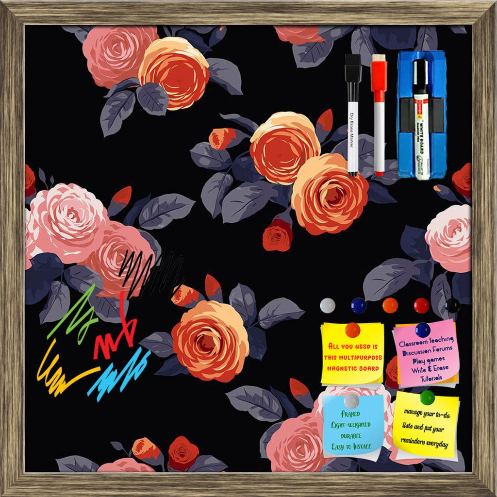 Floral Roses D2 Framed Magnetic Dry Erase Board | Combo with Magnet Buttons & Markers-Magnetic Boards Framed-MGB_FR-IC 5007894 IC 5007894, Abstract Expressionism, Abstracts, Ancient, Art and Paintings, Black, Black and White, Botanical, Fashion, Floral, Flowers, Historical, Illustrations, Medieval, Nature, Paintings, Patterns, Retro, Scenic, Semi Abstract, Signs, Signs and Symbols, Vintage, Watercolour, roses, d2, framed, magnetic, dry, erase, board, printed, whiteboard, with, 4, magnets, 2, markers, 1, dus