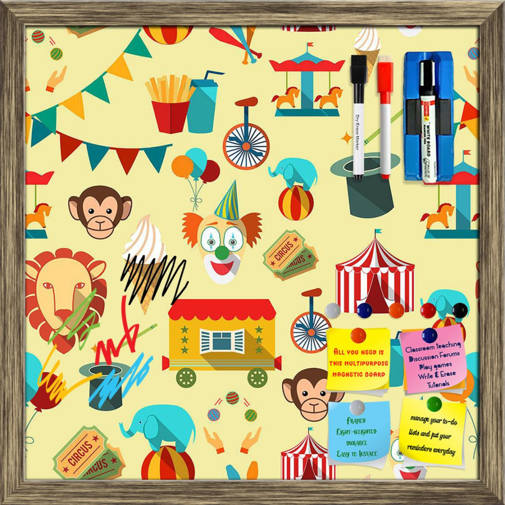 Circus Chapiteau Tent With Clown Framed Magnetic Dry Erase Board | Combo with Magnet Buttons & Markers-Magnetic Boards Framed-MGB_FR-IC 5007897 IC 5007897, Ancient, Animals, Bikes, Books, Cuisine, Decorative, Entertainment, Flags, Food, Food and Beverage, Food and Drink, Historical, Illustrations, Medieval, Patterns, Signs, Signs and Symbols, Vintage, circus, chapiteau, tent, with, clown, framed, magnetic, dry, erase, board, printed, whiteboard, 4, magnets, 2, markers, 1, duster, amusement, animal, backgrou