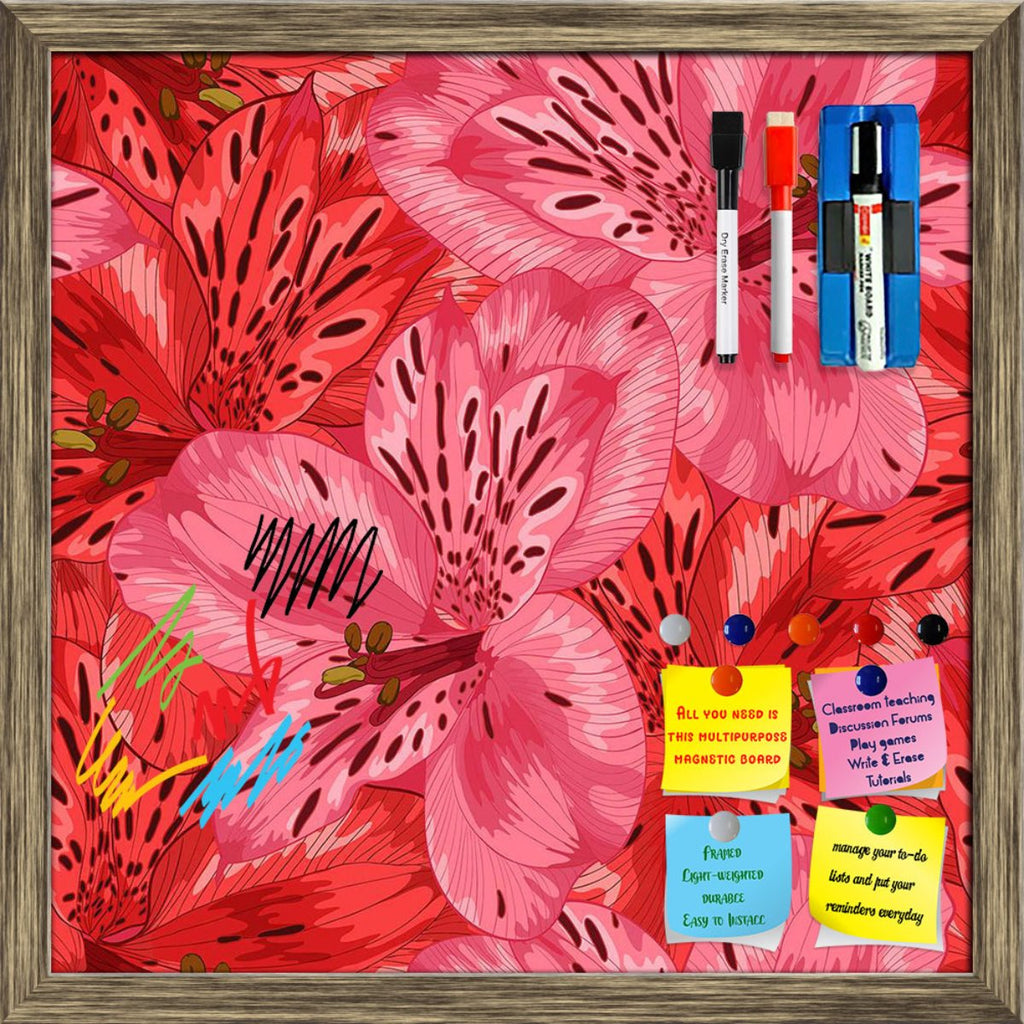 Hand-Drawn Pink And Red Alstroemeria Flower Framed Magnetic Dry Erase Board | Combo with Magnet Buttons & Markers-Magnetic Boards Framed-MGB_FR-IC 5007903 IC 5007903, Abstract Expressionism, Abstracts, Ancient, Art and Paintings, Botanical, Decorative, Digital, Digital Art, Drawing, Floral, Flowers, Graphic, Historical, Illustrations, Medieval, Nature, Paintings, Patterns, Retro, Semi Abstract, Signs, Signs and Symbols, Vintage, Watercolour, hand-drawn, pink, and, red, alstroemeria, flower, framed, magnetic