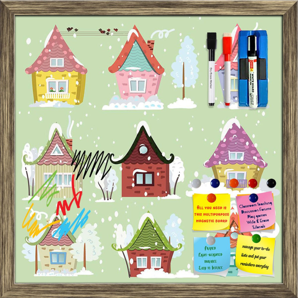 Cute Houses D1 Framed Magnetic Dry Erase Board | Combo with Magnet Buttons & Markers-Magnetic Boards Framed-MGB_FR-IC 5007912 IC 5007912, Abstract Expressionism, Abstracts, Ancient, Animated Cartoons, Architecture, Art and Paintings, Birds, Black and White, Botanical, Caricature, Cartoons, Christianity, Cities, City Views, Digital, Digital Art, Family, Floral, Flowers, Graphic, Historical, Holidays, Illustrations, Landscapes, Medieval, Nature, Scenic, Seasons, Semi Abstract, Signs, Signs and Symbols, Vintag