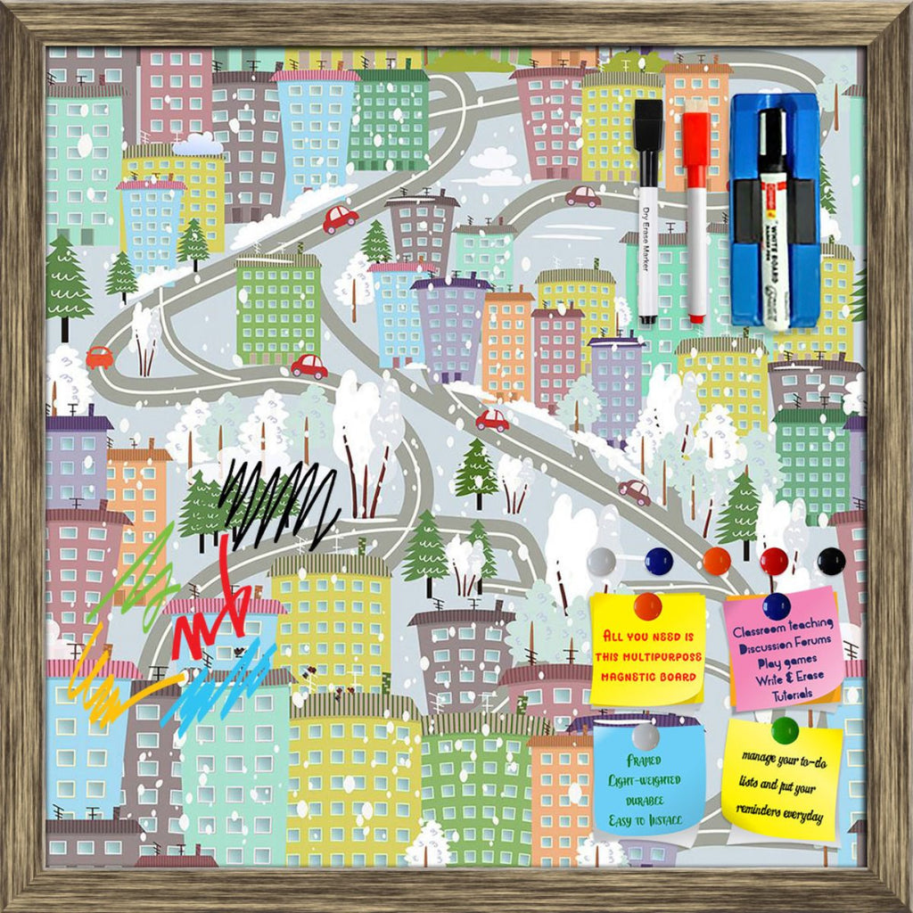 Winter Skyscrapers Framed Magnetic Dry Erase Board | Combo with Magnet Buttons & Markers-Magnetic Boards Framed-MGB_FR-IC 5007914 IC 5007914, Abstract Expressionism, Abstracts, Ancient, Animated Cartoons, Architecture, Art and Paintings, Birds, Caricature, Cars, Cartoons, Christianity, Cities, City Views, Digital, Digital Art, Drawing, Graphic, Historical, Illustrations, Landscapes, Maps, Medieval, Patterns, Retro, Scenic, Semi Abstract, Signs, Signs and Symbols, Urban, Vintage, winter, skyscrapers, framed,