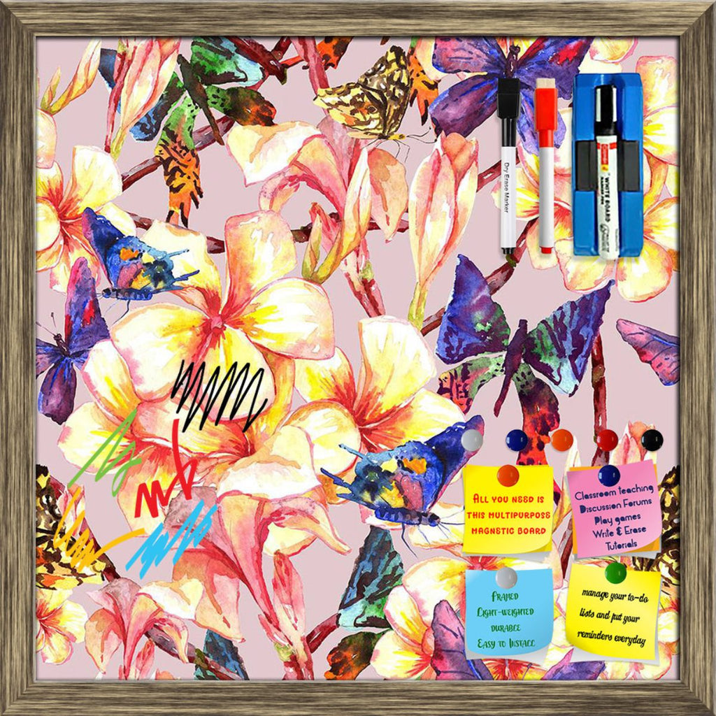 Tropical Pattern With Exotic Flowers D4 Framed Magnetic Dry Erase Board | Combo with Magnet Buttons & Markers-Magnetic Boards Framed-MGB_FR-IC 5007930 IC 5007930, Ancient, Botanical, Floral, Flowers, Hawaiian, Historical, Medieval, Nature, Patterns, Tropical, Vintage, Watercolour, pattern, with, exotic, d4, framed, magnetic, dry, erase, board, printed, whiteboard, 4, magnets, 2, markers, 1, duster, background, blossom, butterfly, flower, green, hawaii, hibiscus, leaf, natural, ornament, palm, petal, seamles