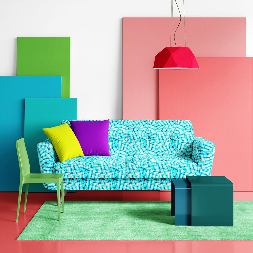 Abstract Grunge Blue Maze Sofa Fabric by Metre | Upholstery For Sofa, Curtains & Cushions - Sofa Fabrics - ArtzFolio.com