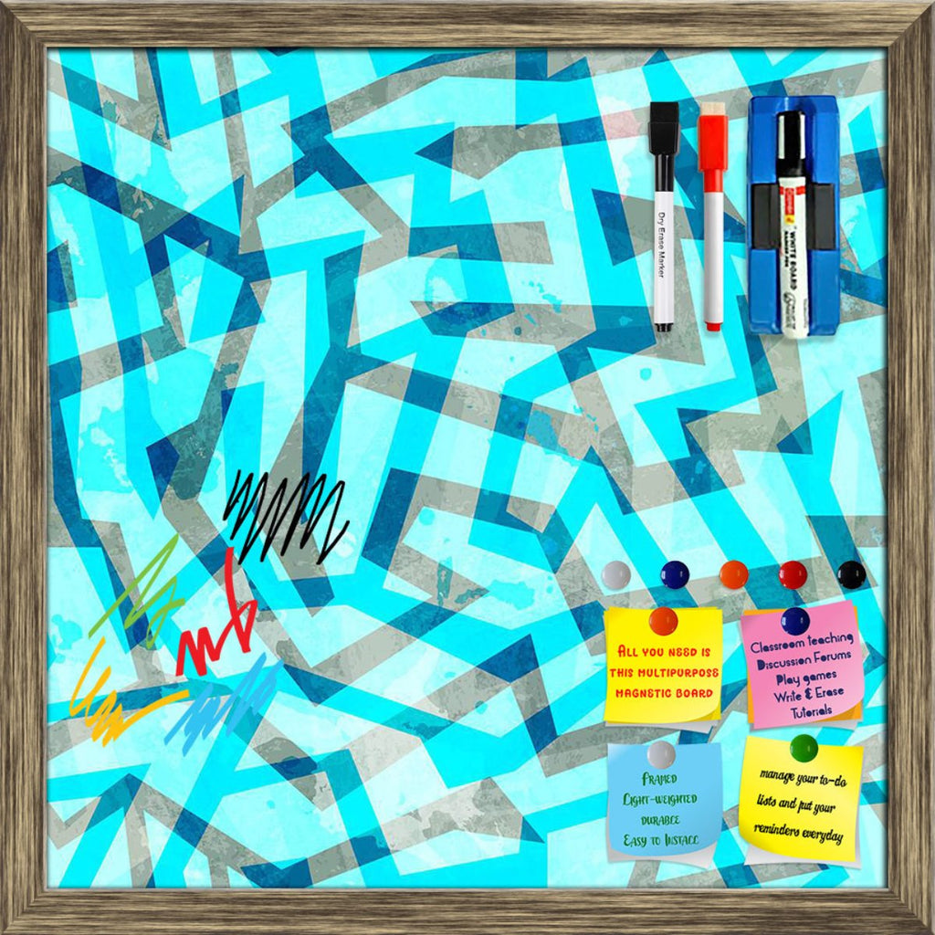 Abstract Grunge Blue Maze Framed Magnetic Dry Erase Board | Combo with Magnet Buttons & Markers - Magnetic Boards Framed - ArtzFolio.com
