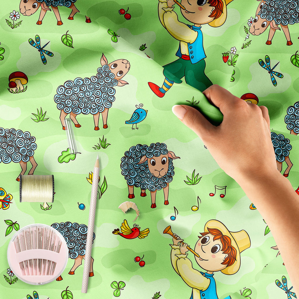 Cartoon Shepherd Boy Sofa Fabric by Metre | Upholstery For Sofa, Curtains & Cushions-Sofa Fabrics-SOF_FB-IC 5007943 IC 5007943, Animals, Animated Cartoons, Art and Paintings, Birds, Botanical, Business, Caricature, Cartoons, Culture, Drawing, Ethnic, Floral, Flowers, Illustrations, Music, Music and Dance, Music and Musical Instruments, Nature, Paintings, Patterns, Pets, Rural, Scenic, Signs and Symbols, Symbols, Traditional, Tribal, World Culture, cartoon, shepherd, boy, sofa, fabric, by, metre, upholstery,
