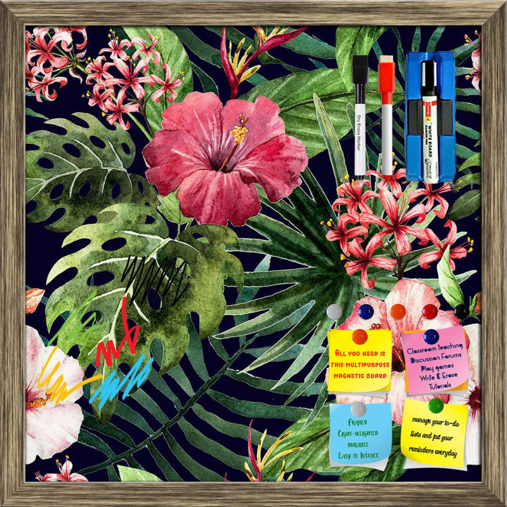 Exotic Nature Leaves & Flowers D1 Framed Magnetic Dry Erase Board | Combo with Magnet Buttons & Markers-Magnetic Boards Framed-MGB_FR-IC 5007946 IC 5007946, Abstract Expressionism, Abstracts, Ancient, Art and Paintings, Black, Black and White, Botanical, Drawing, Fashion, Floral, Flowers, Hawaiian, Historical, Illustrations, Medieval, Nature, Paintings, Patterns, Scenic, Semi Abstract, Signs, Signs and Symbols, Tropical, Vintage, Watercolour, White, exotic, leaves, d1, framed, magnetic, dry, erase, board, p