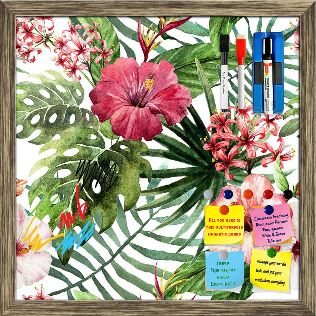 Exotic Nature Leaves & Flowers D2 Framed Magnetic Dry Erase Board | Combo with Magnet Buttons & Markers-Magnetic Boards Framed-MGB_FR-IC 5007947 IC 5007947, Abstract Expressionism, Abstracts, Ancient, Art and Paintings, Black, Black and White, Botanical, Drawing, Fashion, Floral, Flowers, Hawaiian, Historical, Illustrations, Medieval, Nature, Paintings, Patterns, Scenic, Semi Abstract, Signs, Signs and Symbols, Tropical, Vintage, Watercolour, White, exotic, leaves, d2, framed, magnetic, dry, erase, board, p