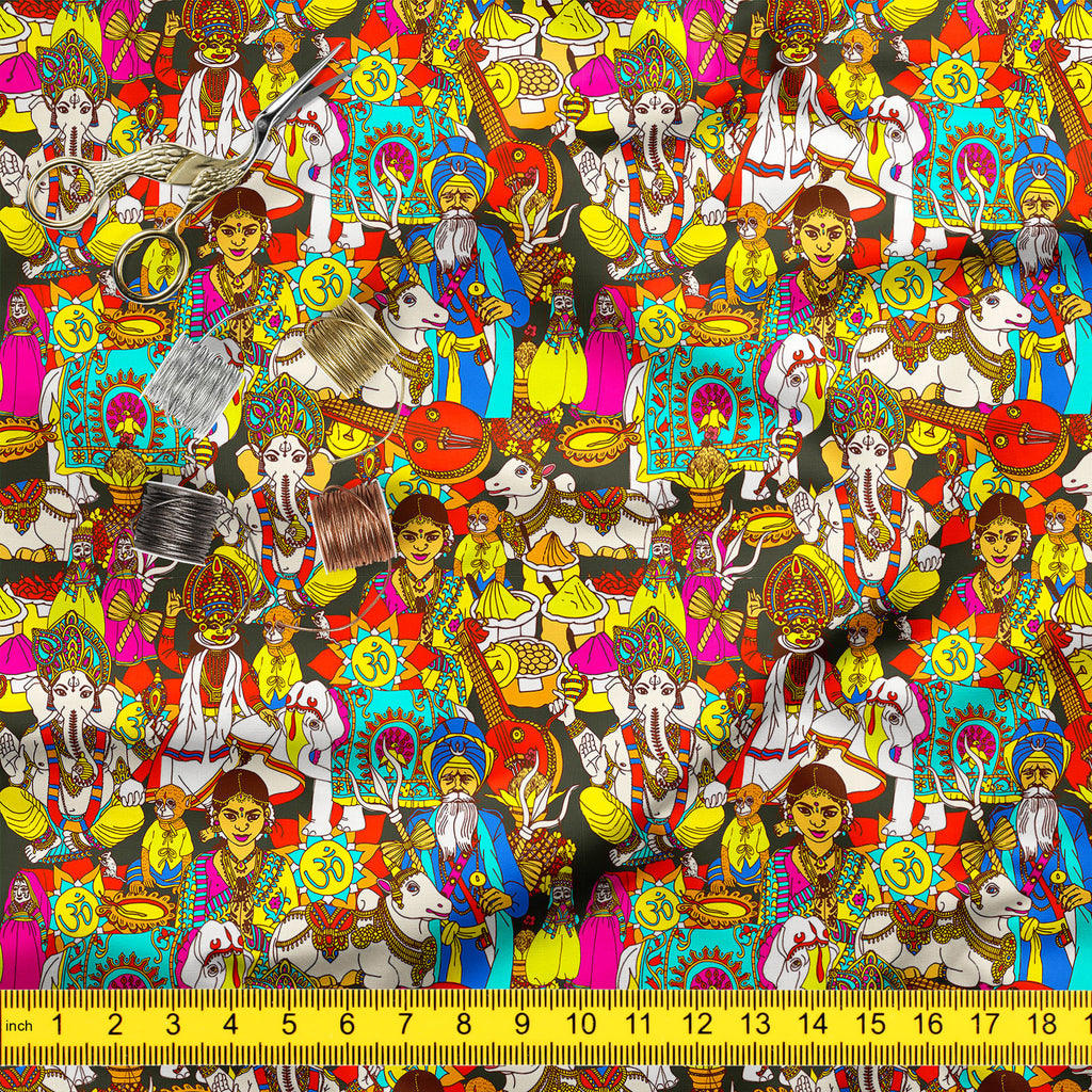 Indian Cultural Holy Animals D1 Sofa Fabric by Metre | Upholstery For Sofa, Curtains & Cushions-Sofa Fabrics-SOF_FB-IC 5007956 IC 5007956, Abstract Expressionism, Abstracts, Animals, Books, Cuisine, Culture, Dance, Decorative, Ethnic, Festivals and Occasions, Festive, Folk Art, Fruit and Vegetable, Hinduism, Illustrations, Indian, Music, Music and Dance, Music and Musical Instruments, Patterns, Religion, Religious, Sanskrit, Semi Abstract, Signs, Signs and Symbols, Spiritual, Symbols, Traditional, Tribal, W