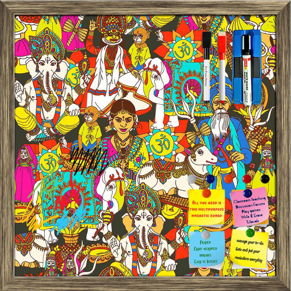 Indian Cultural Holy Animals Framed Magnetic Dry Erase Board | Combo with Magnet Buttons & Markers-Magnetic Boards Framed-MGB_FR-IC 5007956 IC 5007956, Abstract Expressionism, Abstracts, Animals, Books, Cuisine, Culture, Dance, Decorative, Ethnic, Festivals and Occasions, Festive, Folk Art, Fruit and Vegetable, Hinduism, Illustrations, Indian, Music, Music and Dance, Music and Musical Instruments, Patterns, Religion, Religious, Sanskrit, Semi Abstract, Signs, Signs and Symbols, Spiritual, Symbols, Tradition
