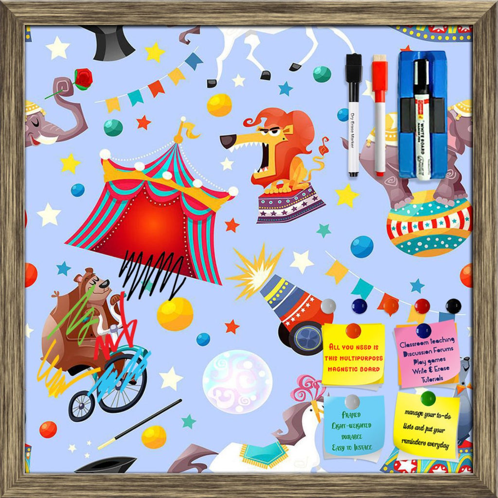 Circus Performance Pattern Framed Magnetic Dry Erase Board | Combo with Magnet Buttons & Markers-Magnetic Boards Framed-MGB_FR-IC 5007962 IC 5007962, Abstract Expressionism, Abstracts, Animals, Art and Paintings, Books, Decorative, Entertainment, Festivals, Festivals and Occasions, Festive, Illustrations, Patterns, Semi Abstract, Signs, Signs and Symbols, circus, performance, pattern, framed, magnetic, dry, erase, board, printed, whiteboard, with, 4, magnets, 2, markers, 1, duster, abstract, acrobat, advert