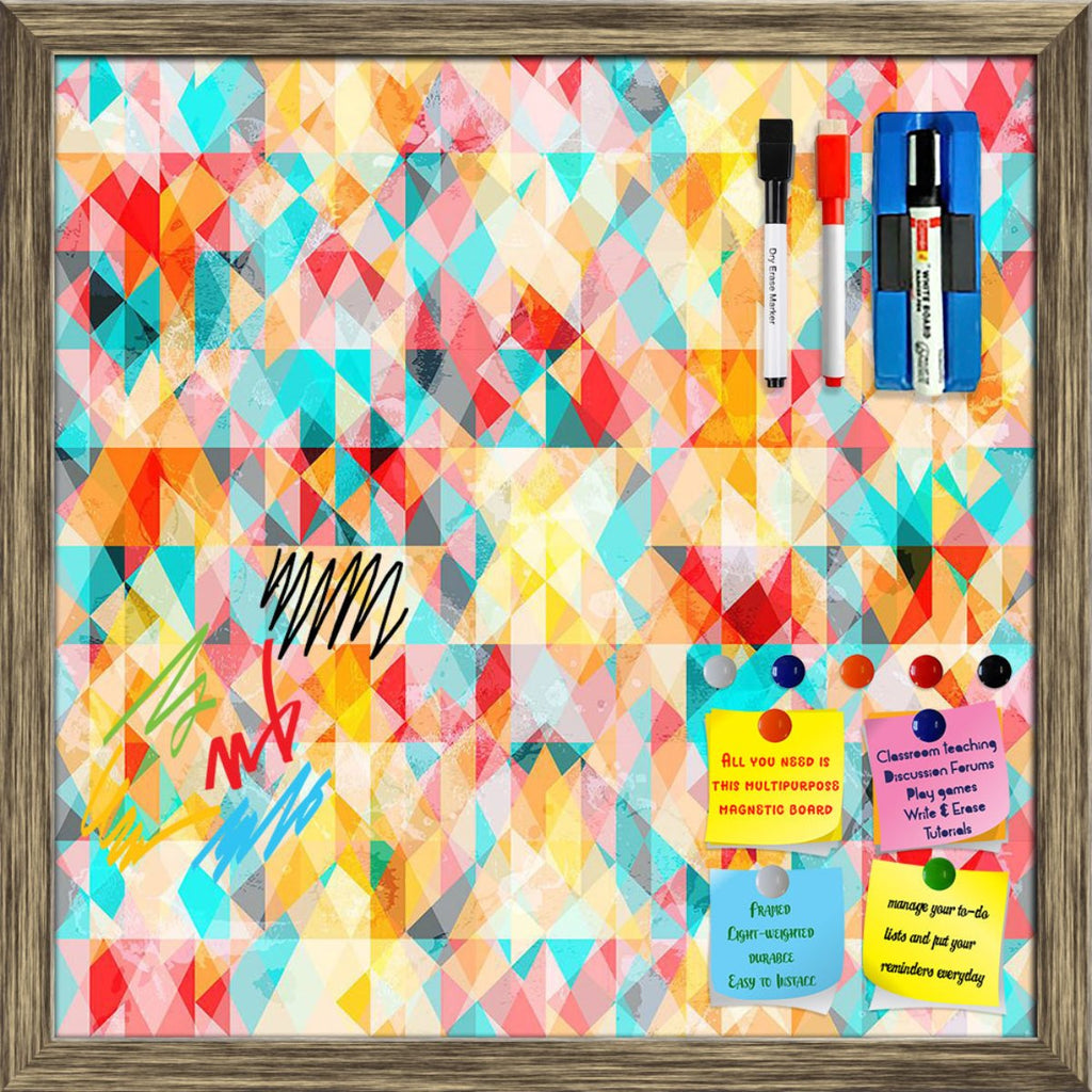 Abstract Grunge Geometric Framed Magnetic Dry Erase Board | Combo with Magnet Buttons & Markers - Magnetic Boards Framed - ArtzFolio.com