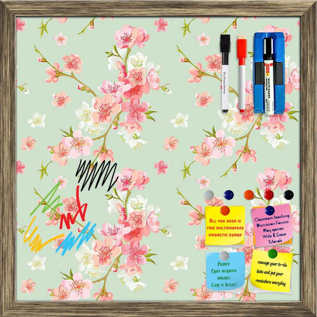 Spring Blossom Flowers Framed Magnetic Dry Erase Board | Combo with Magnet Buttons & Markers-Magnetic Boards Framed-MGB_FR-IC 5007993 IC 5007993, Ancient, Art and Paintings, Baby, Birthday, Books, Botanical, Children, Floral, Flowers, French, Hearts, Historical, Illustrations, Kids, Love, Medieval, Nature, Patterns, Retro, Romance, Signs, Signs and Symbols, Vintage, Wedding, spring, blossom, framed, magnetic, dry, erase, board, printed, whiteboard, with, 4, magnets, 2, markers, 1, duster, shabby, chic, patt