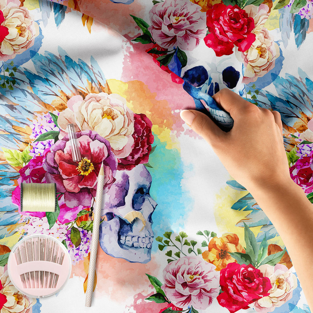 Ethnic Skull D2 Sofa Fabric by Metre | Upholstery For Sofa, Curtains & Cushions-Sofa Fabrics-SOF_FB-IC 5007994 IC 5007994, Abstract Expressionism, Abstracts, Botanical, Culture, Ethnic, Floral, Flowers, Illustrations, Indian, Individuals, Nature, Patterns, Portraits, Semi Abstract, Signs and Symbols, Sketches, Splatter, Symbols, Traditional, Tribal, Watercolour, World Culture, skull, d2, sofa, fabric, by, metre, upholstery, for, curtains, cushions, pattern, sugar, skulls, headdress, illustration, like, nati