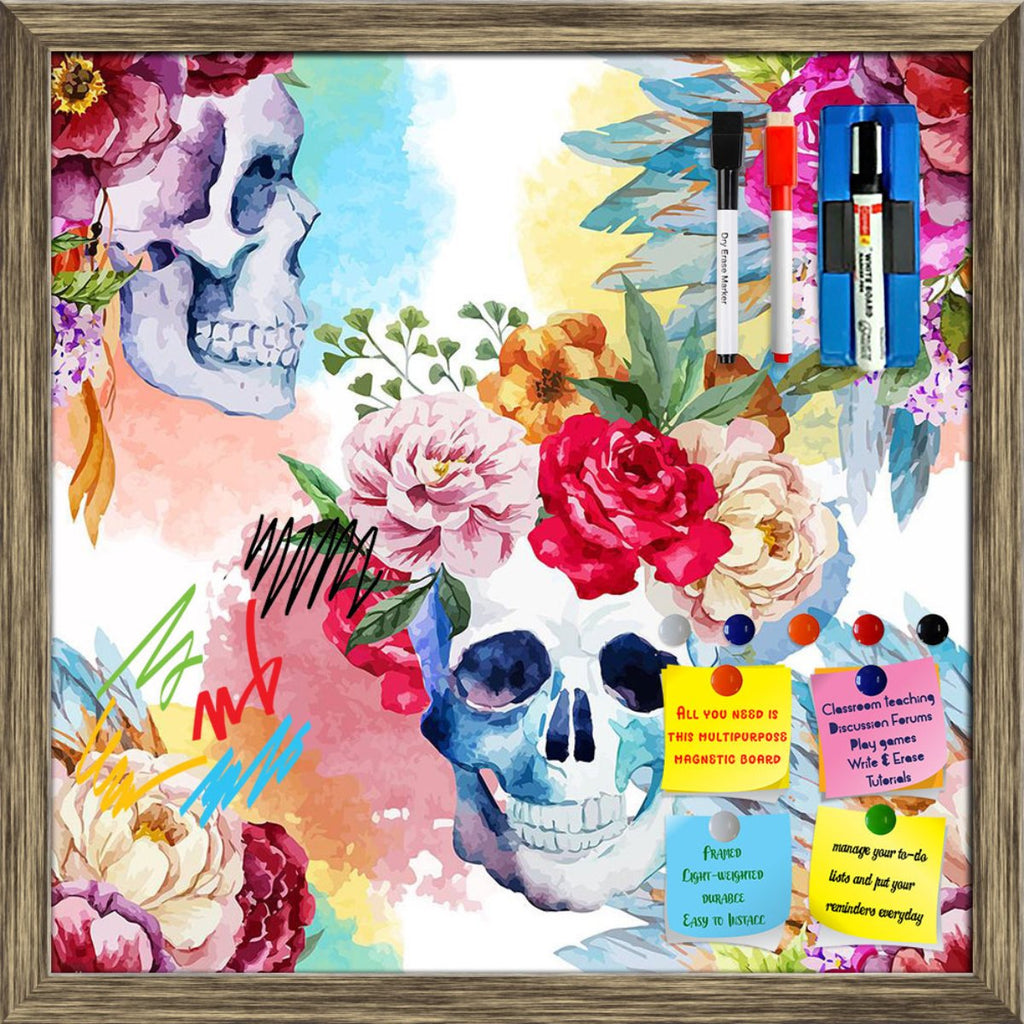Watercolor Ethnic Skull D2 Framed Magnetic Dry Erase Board | Combo with Magnet Buttons & Markers-Magnetic Boards Framed-MGB_FR-IC 5007994 IC 5007994, Abstract Expressionism, Abstracts, Botanical, Culture, Ethnic, Floral, Flowers, Illustrations, Indian, Individuals, Nature, Patterns, Portraits, Semi Abstract, Signs and Symbols, Sketches, Splatter, Symbols, Traditional, Tribal, Watercolour, World Culture, watercolor, skull, d2, framed, magnetic, dry, erase, board, printed, whiteboard, with, 4, magnets, 2, mar