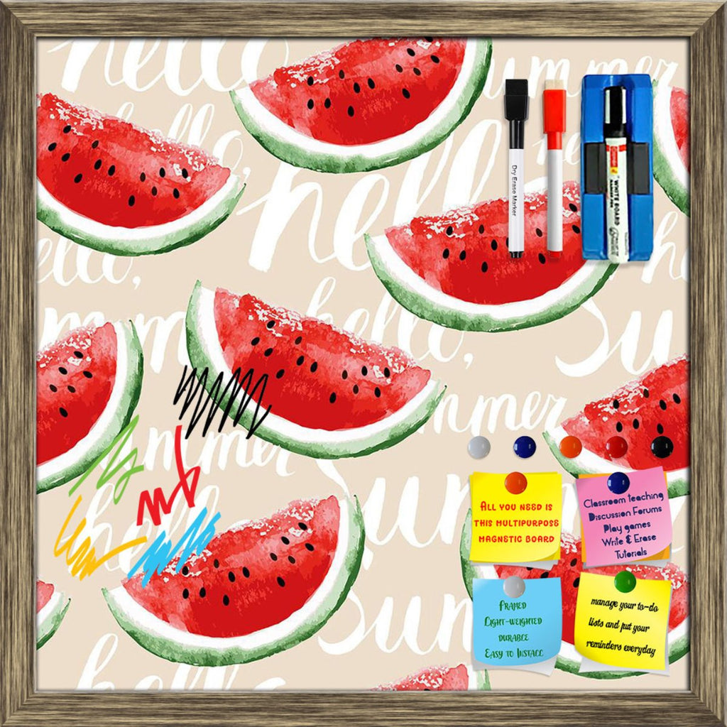 Watercolor Watermelons Pattern Framed Magnetic Dry Erase Board | Combo with Magnet Buttons & Markers-Magnetic Boards Framed-MGB_FR-IC 5008014 IC 5008014, Ancient, Art and Paintings, Cuisine, Drawing, Food, Food and Beverage, Food and Drink, Fruit and Vegetable, Fruits, Historical, Illustrations, Medieval, Nature, Patterns, Scenic, Seasons, Vintage, Watercolour, watercolor, watermelons, pattern, framed, magnetic, dry, erase, board, printed, whiteboard, with, 4, magnets, 2, markers, 1, duster, watermelon, mel