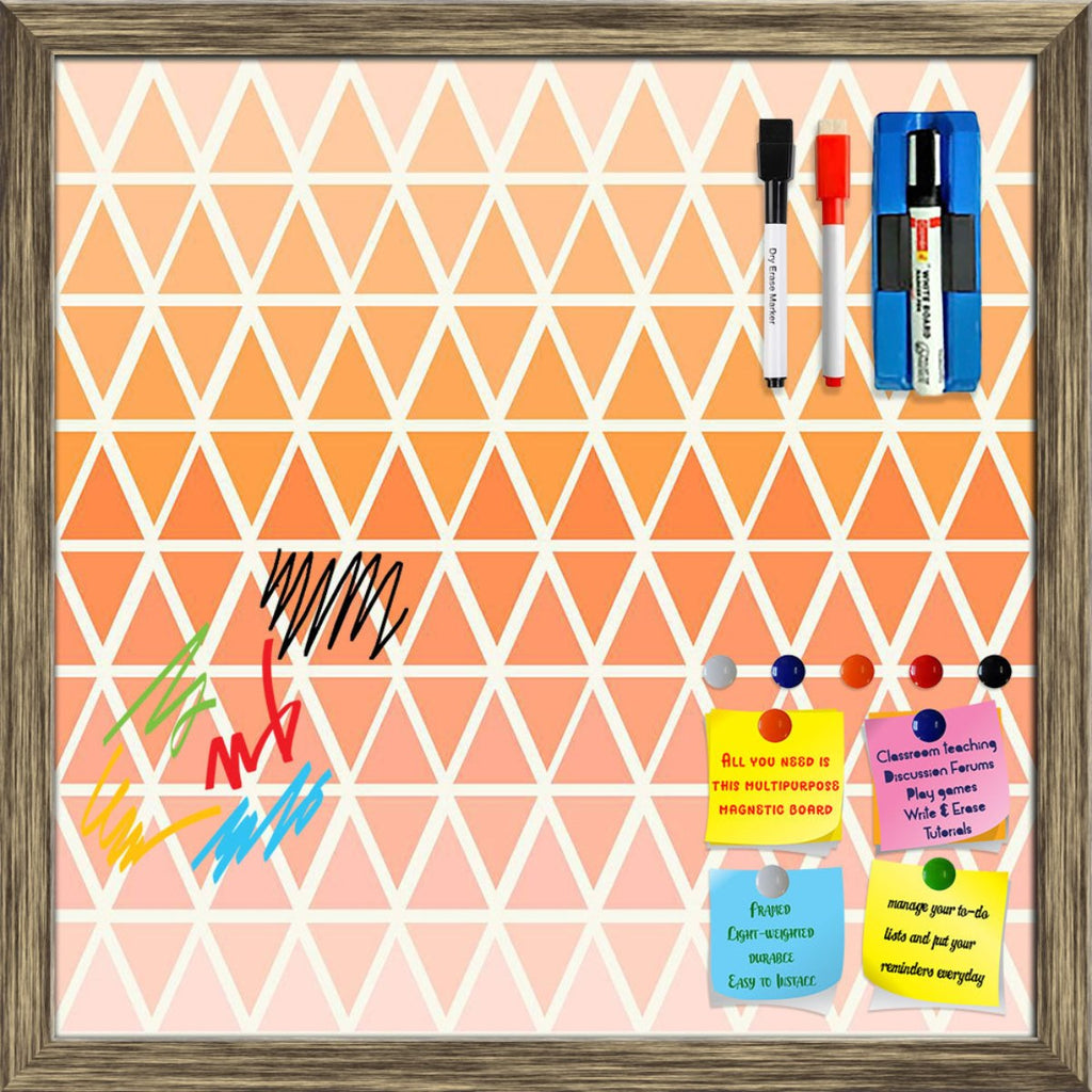 Abstract Triangles In Ombre Peach Pink Framed Magnetic Dry Erase Board | Combo with Magnet Buttons & Markers - Magnetic Boards Framed - ArtzFolio.com