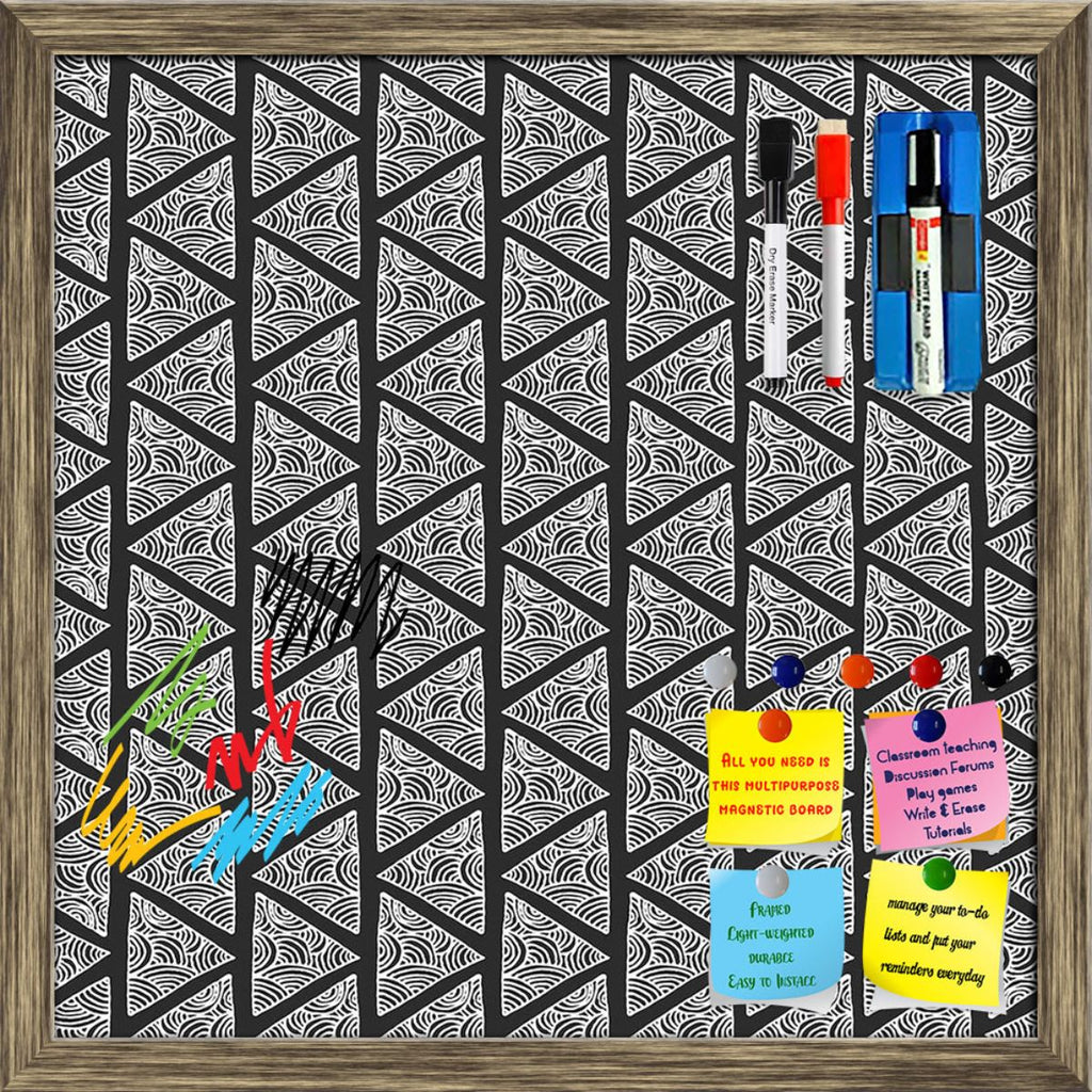 Zentangle Design Ornate Triangles Framed Magnetic Dry Erase Board | Combo with Magnet Buttons & Markers-Magnetic Boards Framed-MGB_FR-IC 5008021 IC 5008021, Abstract Expressionism, Abstracts, Ancient, Black, Black and White, Digital, Digital Art, Geometric, Geometric Abstraction, Graphic, Hipster, Historical, Illustrations, Medieval, Modern Art, Patterns, Retro, Semi Abstract, Signs, Signs and Symbols, Triangles, Vintage, White, zentangle, design, ornate, framed, magnetic, dry, erase, board, printed, whiteb