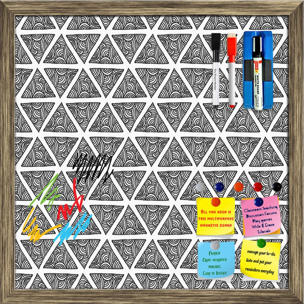 Abstract Ornate Triangles Pattern Framed Magnetic Dry Erase Board | Combo with Magnet Buttons & Markers - Magnetic Boards Framed - ArtzFolio.com