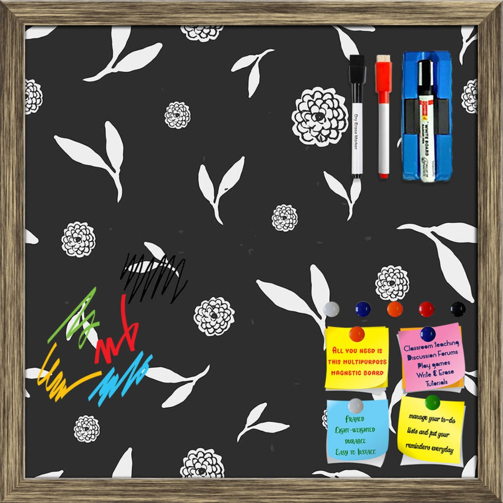 Hand Drawn Floral Pattern D2 Framed Magnetic Dry Erase Board | Combo with Magnet Buttons & Markers-Magnetic Boards Framed-MGB_FR-IC 5008033 IC 5008033, Ancient, Black, Black and White, Botanical, Decorative, Digital, Digital Art, Floral, Flowers, Graphic, Historical, Holidays, Illustrations, Medieval, Nature, Patterns, Retro, Seasons, Signs, Signs and Symbols, Vintage, White, hand, drawn, pattern, d2, framed, magnetic, dry, erase, board, printed, whiteboard, with, 4, magnets, 2, markers, 1, duster, backgrou