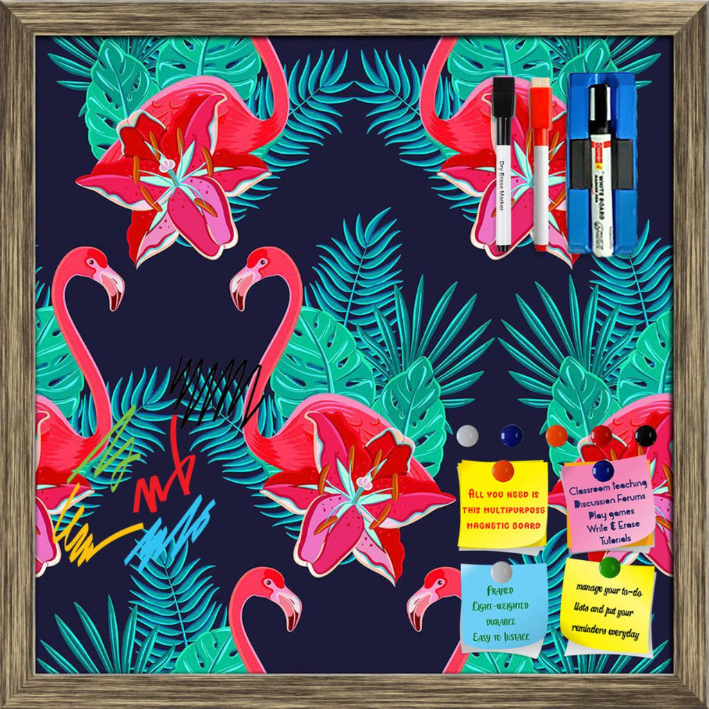 Hawaiian Flamingo Birds And Tropical Hibiscus Flowers Pattern Framed Magnetic Dry Erase Board | Combo with Magnet Buttons & Markers-Magnetic Boards Framed-MGB_FR-IC 5008037 IC 5008037, Abstract Expressionism, Abstracts, Animals, Automobiles, Birds, Books, Botanical, Decorative, Floral, Flowers, Hawaiian, Holidays, Illustrations, Nature, Patterns, Semi Abstract, Signs, Signs and Symbols, Symbols, Transportation, Travel, Tropical, Vehicles, flamingo, and, hibiscus, pattern, framed, magnetic, dry, erase, board