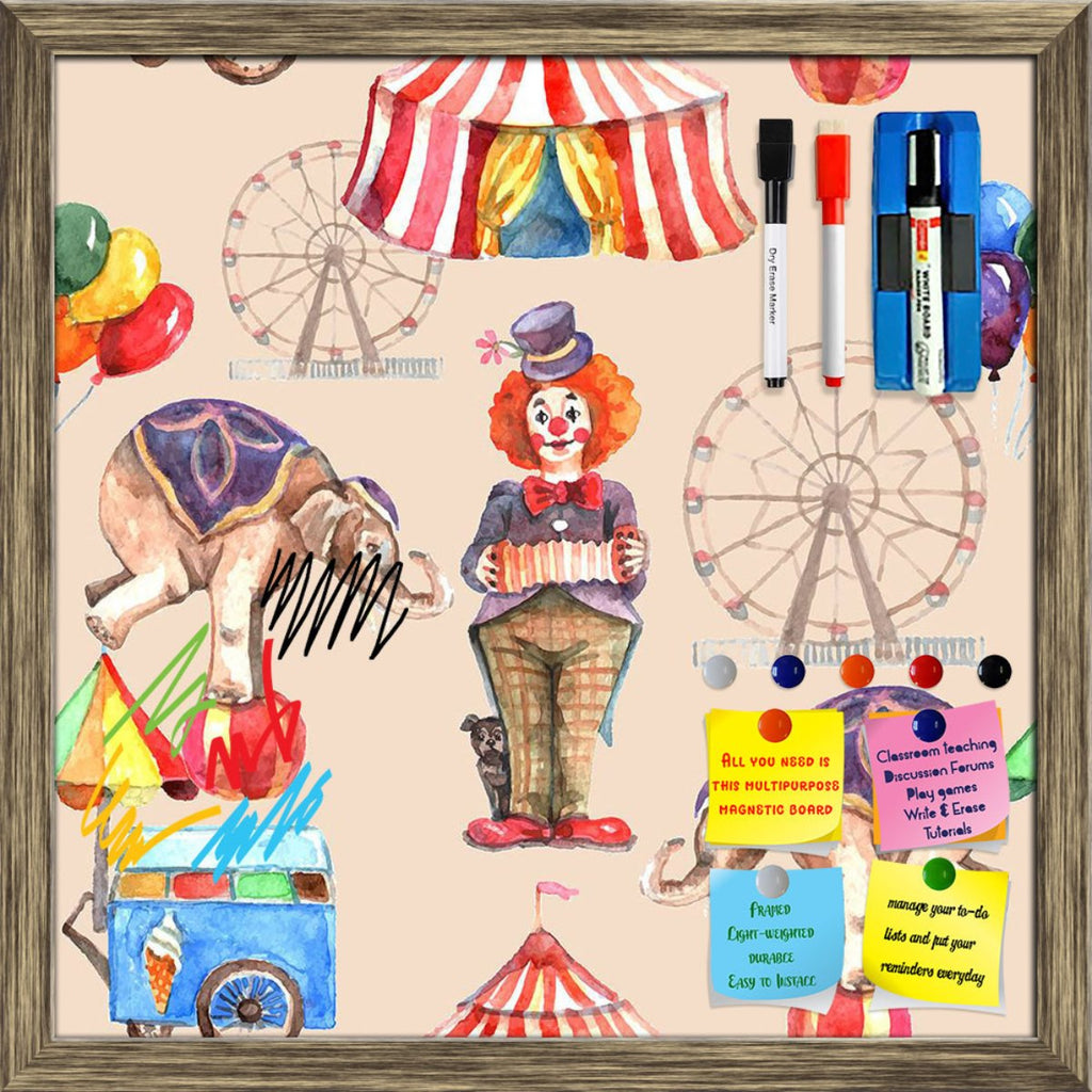 Circus Pattern With Balloons Animals Framed Magnetic Dry Erase Board | Combo with Magnet Buttons & Markers-Magnetic Boards Framed-MGB_FR-IC 5008038 IC 5008038, Abstract Expressionism, Abstracts, Animals, Art and Paintings, Books, Decorative, Entertainment, Illustrations, Patterns, Semi Abstract, Signs, Signs and Symbols, Watercolour, circus, pattern, with, balloons, framed, magnetic, dry, erase, board, printed, whiteboard, 4, magnets, 2, markers, 1, duster, abstract, activity, art, background, ball, balloon