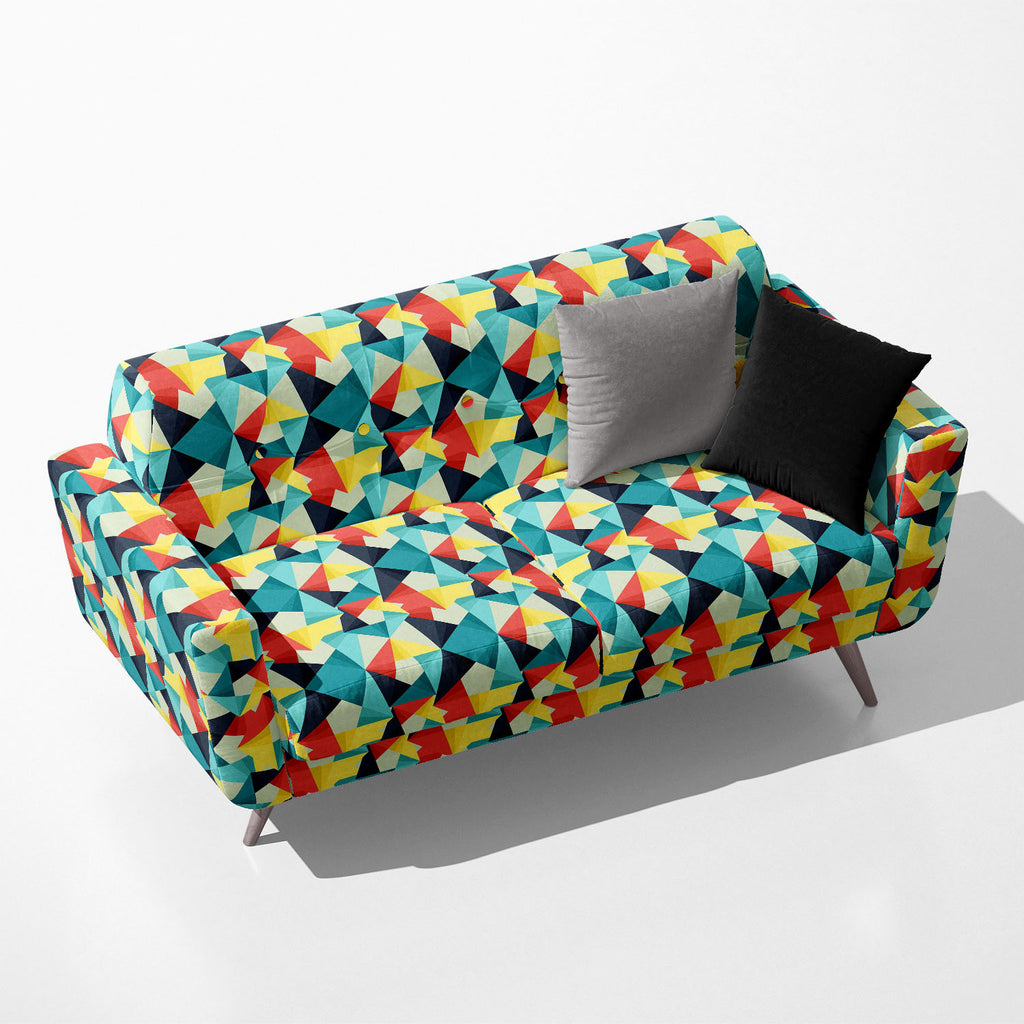 Abstract Colorful Triangle Pattern Sofa Fabric by Metre | Upholstery For Sofa, Curtains & Cushions - Sofa Fabrics - ArtzFolio.com