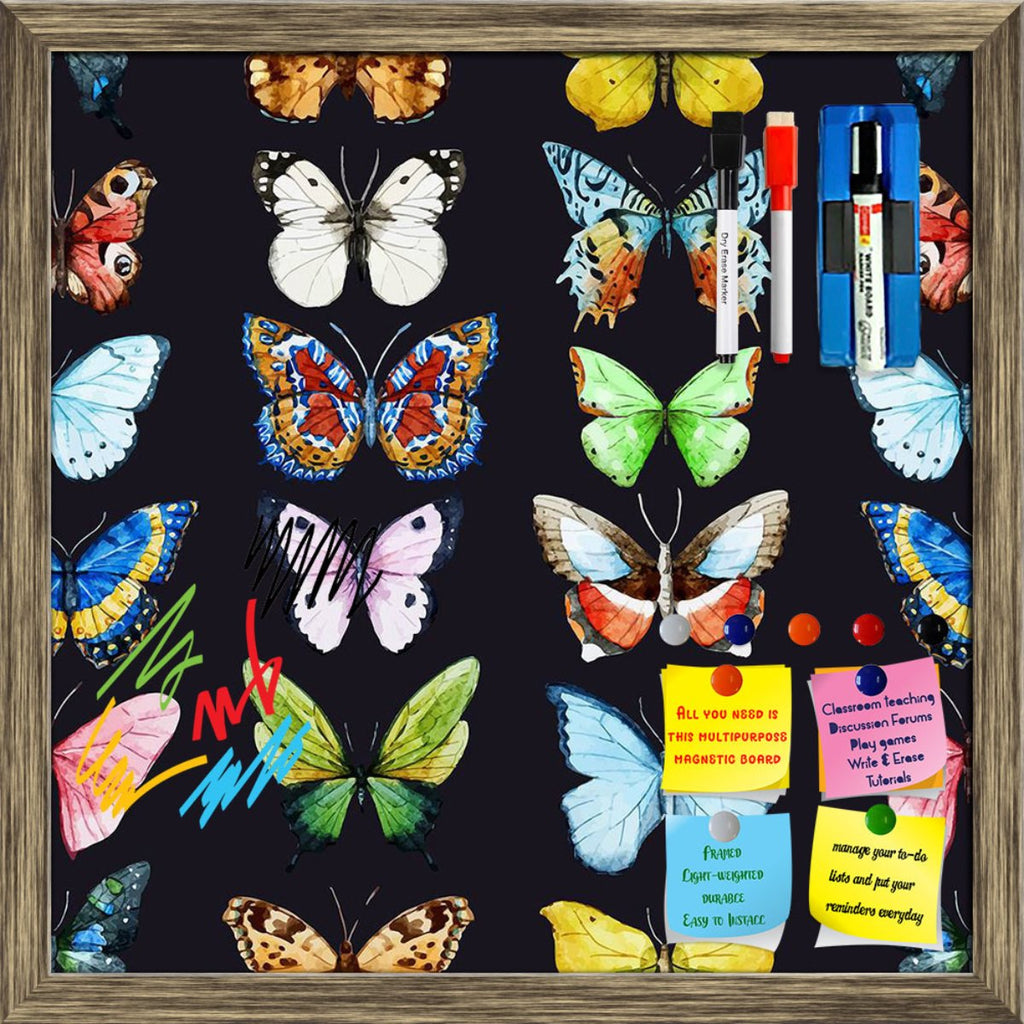 Watercolor Butterflies Pattern D2 Framed Magnetic Dry Erase Board | Combo with Magnet Buttons & Markers-Magnetic Boards Framed-MGB_FR-IC 5008063 IC 5008063, Abstract Expressionism, Abstracts, Art and Paintings, Black, Black and White, Decorative, Drawing, Illustrations, Nature, Patterns, Scenic, Semi Abstract, Signs, Signs and Symbols, Watercolour, White, watercolor, butterflies, pattern, d2, framed, magnetic, dry, erase, board, printed, whiteboard, with, 4, magnets, 2, markers, 1, duster, abstract, art, ba