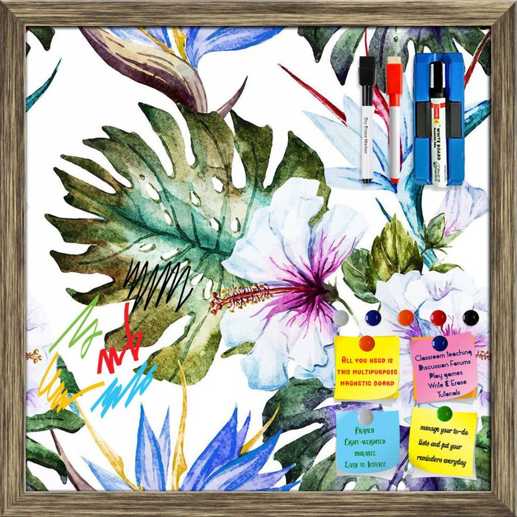 Watercolor Hibiscus Pattern Framed Magnetic Dry Erase Board | Combo with Magnet Buttons & Markers-Magnetic Boards Framed-MGB_FR-IC 5008067 IC 5008067, Ancient, Art and Paintings, Black and White, Botanical, Digital, Digital Art, Floral, Flowers, Graphic, Hawaiian, Historical, Illustrations, Medieval, Nature, Patterns, Scenic, Signs, Signs and Symbols, Tropical, Vintage, Watercolour, White, watercolor, hibiscus, pattern, framed, magnetic, dry, erase, board, printed, whiteboard, with, 4, magnets, 2, markers, 
