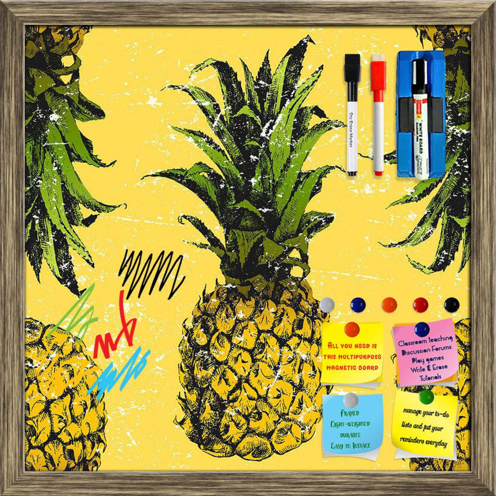 Hand Drawn Pineapple Pattern Framed Magnetic Dry Erase Board | Combo with Magnet Buttons & Markers-Magnetic Boards Framed-MGB_FR-IC 5008070 IC 5008070, Ancient, Art and Paintings, Cuisine, Drawing, Food, Food and Beverage, Food and Drink, Fruit and Vegetable, Fruits, Hand Drawn, Health, Historical, Icons, Illustrations, Medieval, Nature, Patterns, Scenic, Signs, Signs and Symbols, Sketches, Symbols, Tropical, Vintage, hand, drawn, pineapple, pattern, framed, magnetic, dry, erase, board, printed, whiteboard,