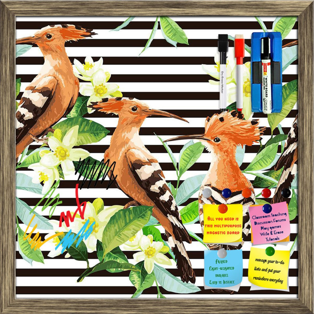 Tropical Birds, Leaves & Flowers Framed Magnetic Dry Erase Board | Combo with Magnet Buttons & Markers-Magnetic Boards Framed-MGB_FR-IC 5008078 IC 5008078, Animals, Art and Paintings, Asian, Birds, Black and White, Botanical, Digital, Digital Art, Drawing, Fashion, Floral, Flowers, Graphic, Illustrations, Nature, Paintings, Patterns, Scenic, Signs, Signs and Symbols, Tropical, White, Wildlife, leaves, framed, magnetic, dry, erase, board, printed, whiteboard, with, 4, magnets, 2, markers, 1, duster, pattern,