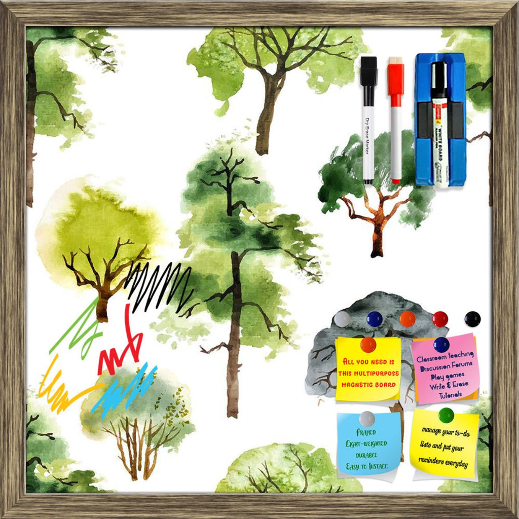 Watercolor Trees Pattern Framed Magnetic Dry Erase Board | Combo with Magnet Buttons & Markers-Magnetic Boards Framed-MGB_FR-IC 5008087 IC 5008087, Art and Paintings, Black and White, Digital, Digital Art, Drawing, Graphic, Icons, Illustrations, Nature, Paintings, Patterns, Scenic, Seasons, Signs, Signs and Symbols, Symbols, Watercolour, White, watercolor, trees, pattern, framed, magnetic, dry, erase, board, printed, whiteboard, with, 4, magnets, 2, markers, 1, duster, tree, pine, silhouette, apple, art, ba