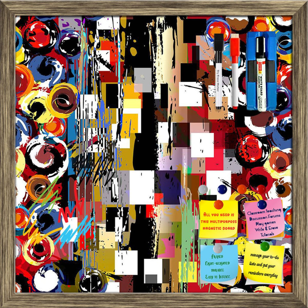 Circles, Squares & Strokes Pattern D1 Framed Magnetic Dry Erase Board | Combo with Magnet Buttons & Markers-Magnetic Boards Framed-MGB_FR-IC 5008098 IC 5008098, Abstract Expressionism, Abstracts, Ancient, Art and Paintings, Black, Black and White, Botanical, Circle, Digital, Digital Art, Dots, Floral, Flowers, Geometric, Geometric Abstraction, Graffiti, Graphic, Historical, Illustrations, Medieval, Nature, Patterns, Pop Art, Retro, Semi Abstract, Signs, Signs and Symbols, Vintage, Watercolour, White, circle