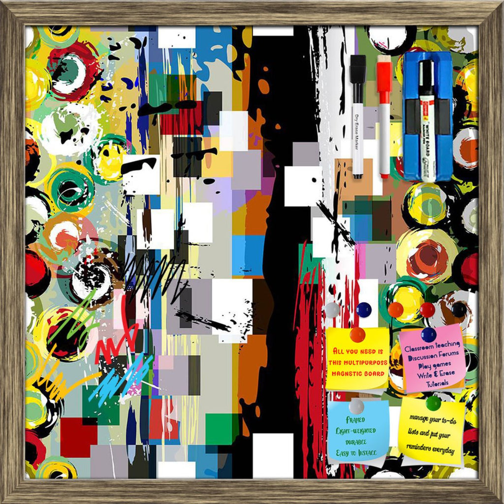 Circles, Squares & Strokes Pattern D2 Framed Magnetic Dry Erase Board | Combo with Magnet Buttons & Markers-Magnetic Boards Framed-MGB_FR-IC 5008099 IC 5008099, Abstract Expressionism, Abstracts, Ancient, Art and Paintings, Black, Black and White, Botanical, Circle, Digital, Digital Art, Dots, Floral, Flowers, Geometric, Geometric Abstraction, Graffiti, Graphic, Historical, Illustrations, Medieval, Nature, Patterns, Pop Art, Retro, Semi Abstract, Signs, Signs and Symbols, Vintage, Watercolour, White, circle