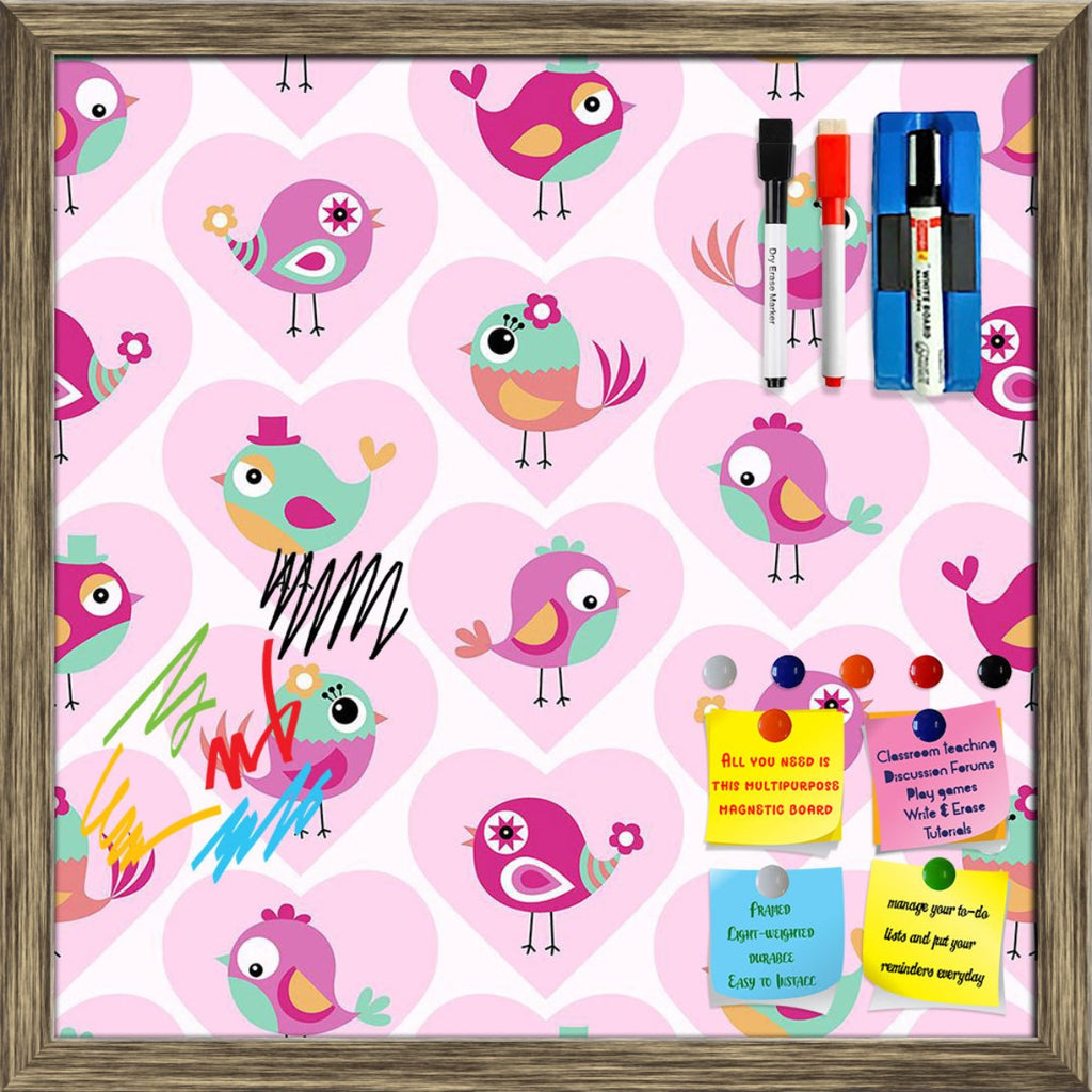 Cute Birds Cartoon Framed Magnetic Dry Erase Board | Combo with Magnet Buttons & Markers-Magnetic Boards Framed-MGB_FR-IC 5008102 IC 5008102, Animals, Animated Cartoons, Art and Paintings, Baby, Birds, Caricature, Cartoons, Children, Digital, Digital Art, Drawing, Family, Graphic, Hearts, Illustrations, Kids, Love, Patterns, Romance, Signs, Signs and Symbols, Symbols, cute, cartoon, framed, magnetic, dry, erase, board, printed, whiteboard, with, 4, magnets, 2, markers, 1, duster, bird, adorable, animal, art